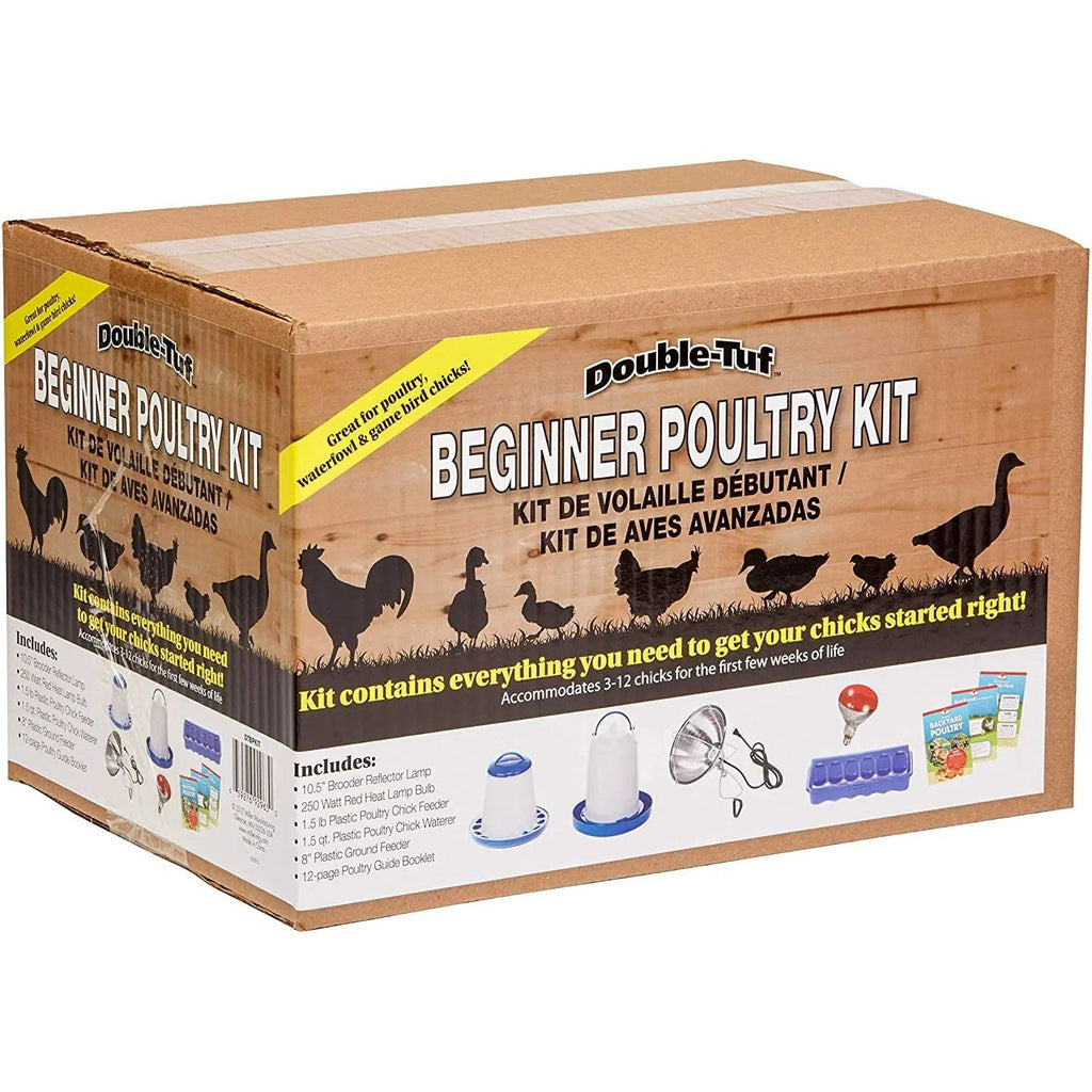 Double-Tuf Beginner Poultry Starter Kit with Heat Lamp Feeder & Waterer