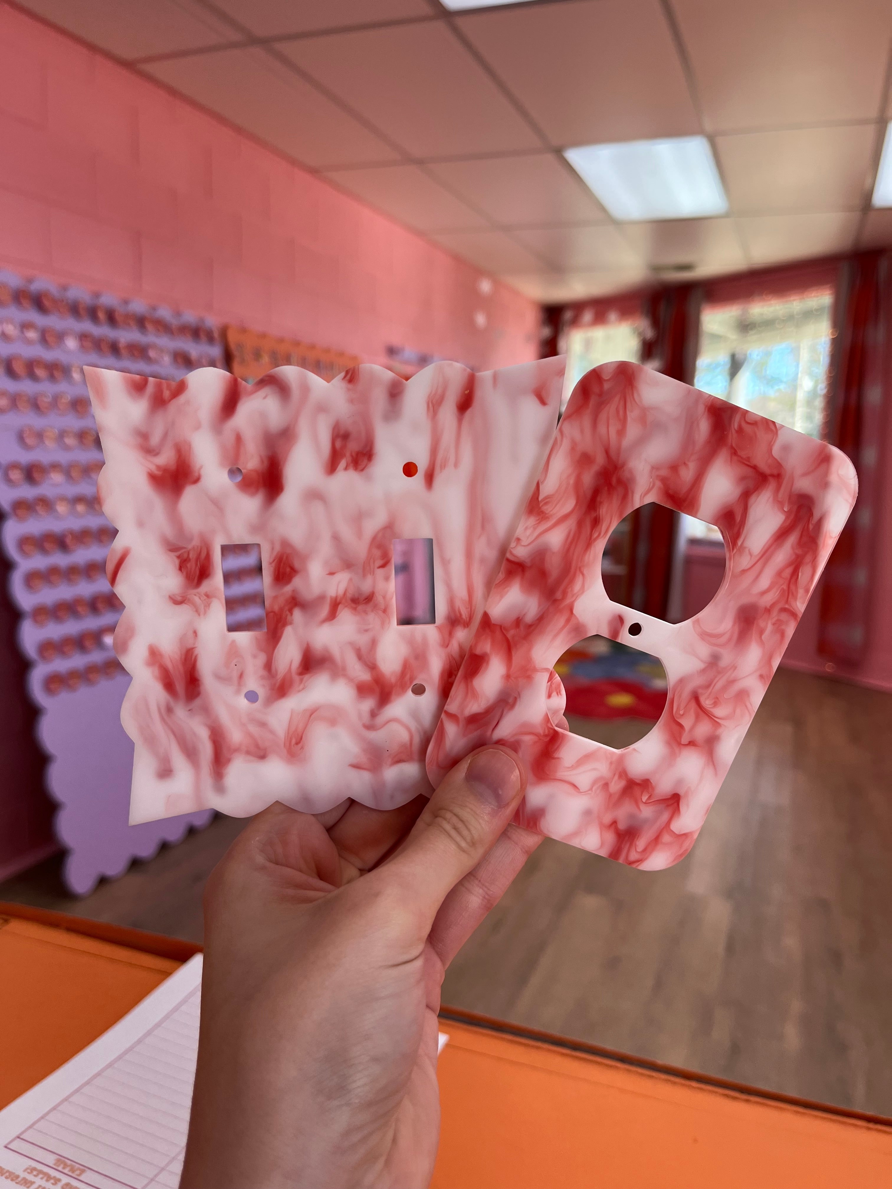 Red Marbled Outlet Cover