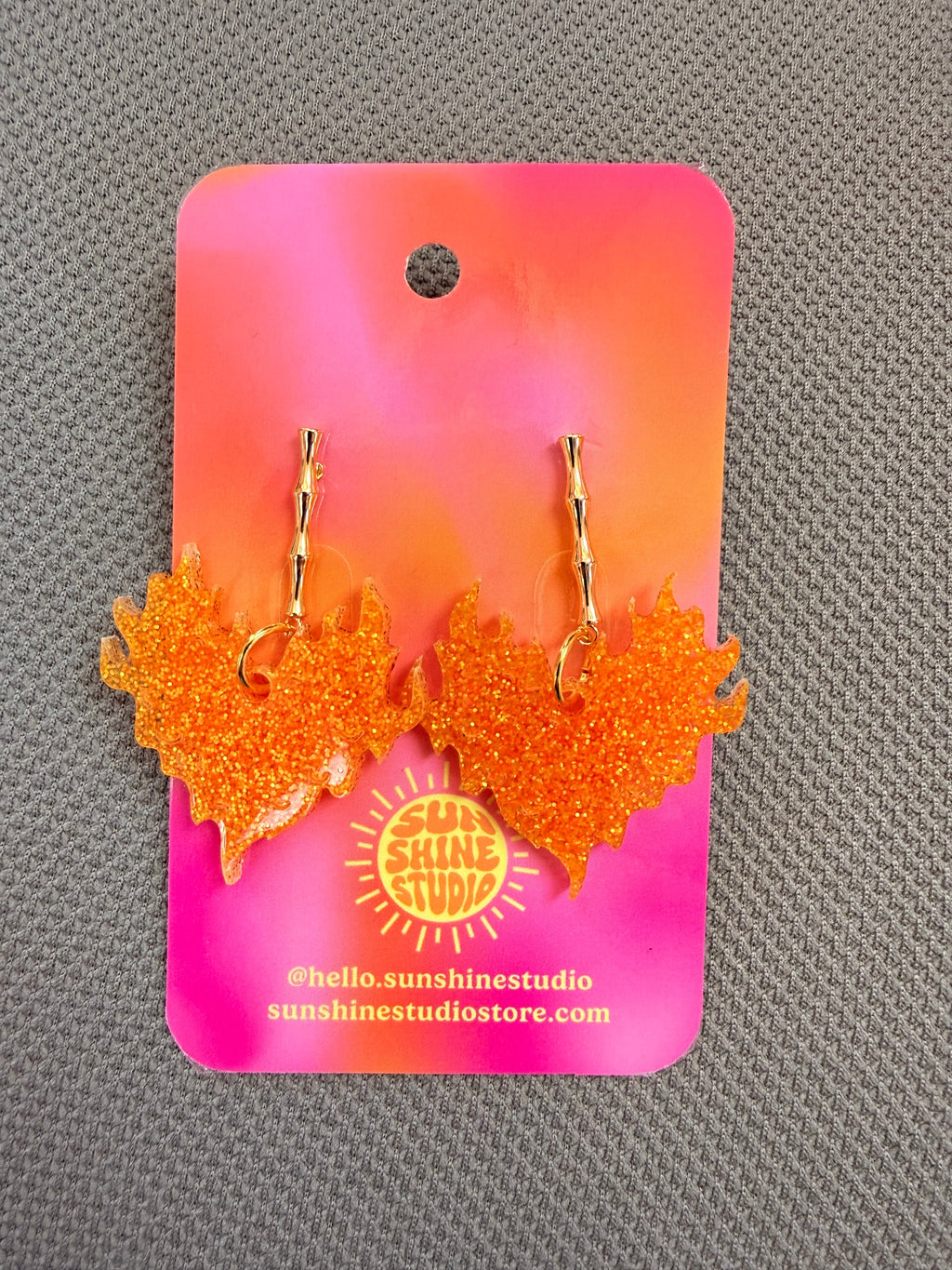 Fire Heart Dangle Earrings
