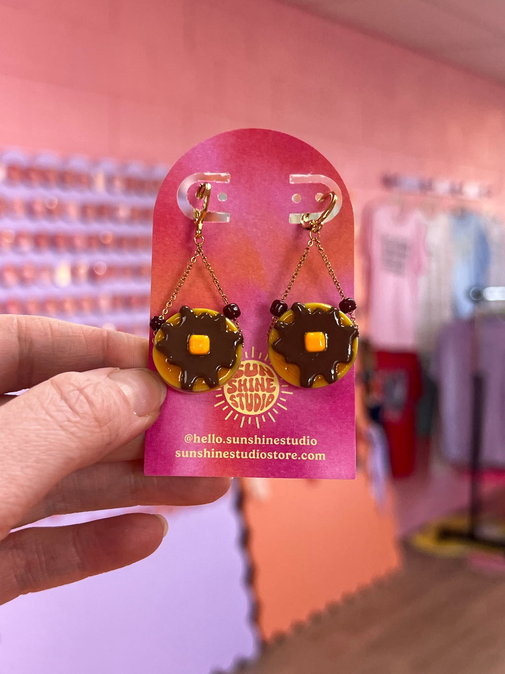 Chocolate Chip Pancake Dangle Earrings