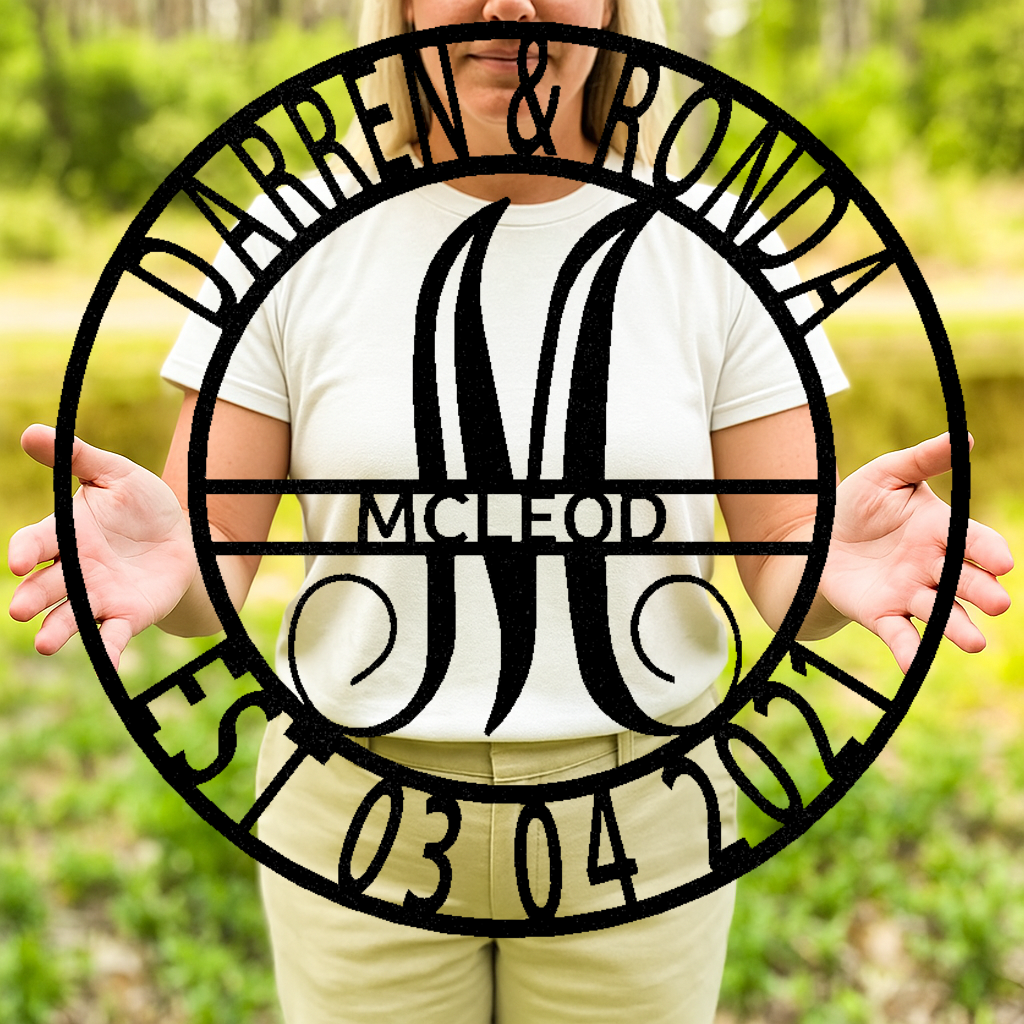 Personalized Split Letter Monogram - Custom Metal Name Sign - Family Wall Art