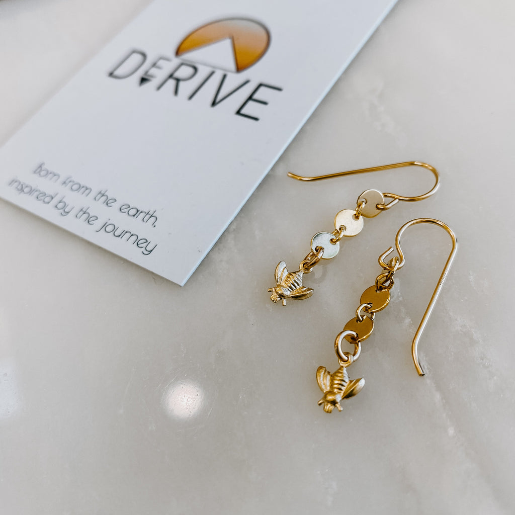 Bee Charm Coin Earrings