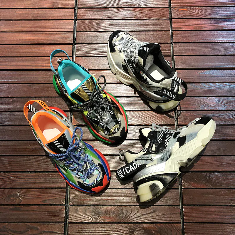 Trendy Color Block Platform Sneakers for Women
