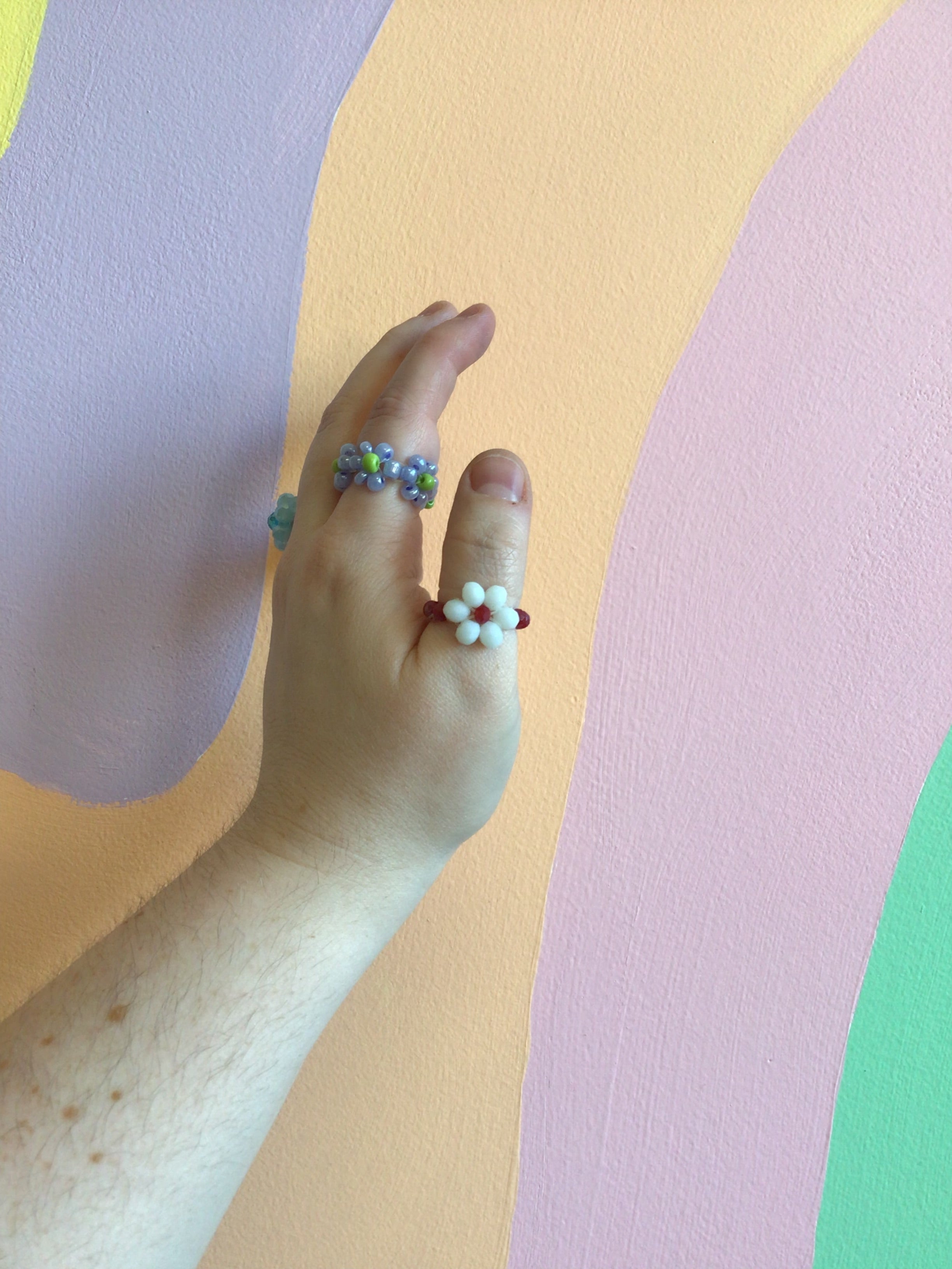 Beaded Flower Rings