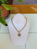 Emerald Centered Heart Charm Necklace