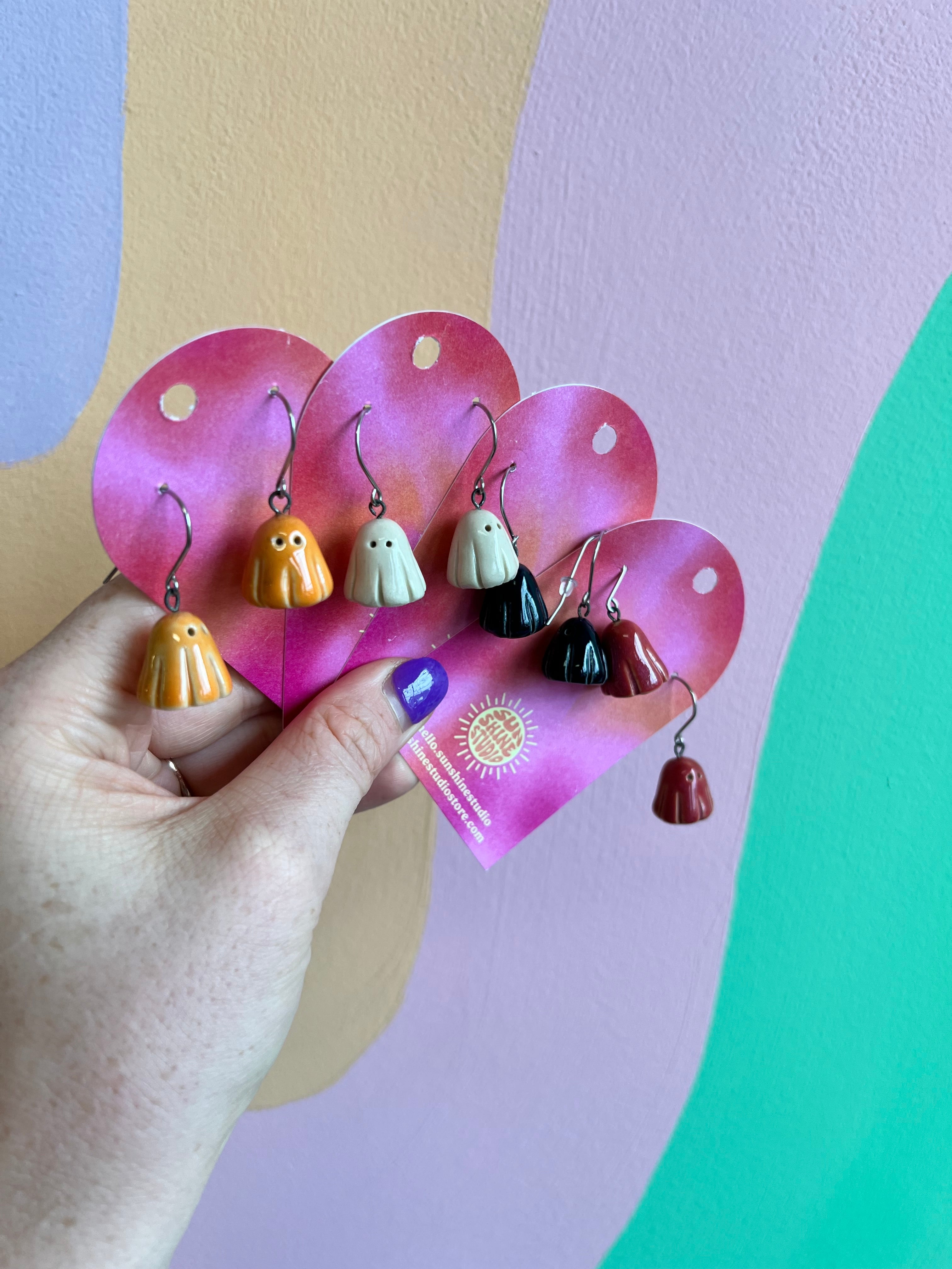 Handmade Ceramic Ghost Charms