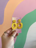 Yellow Sparkle Clip-On Earrings