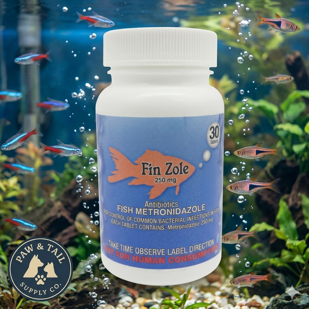 Fish Zole 250mg 30 Capsules for Fish – Bacterial & Parasite Treatment (Fin Rot & Internal Issues)
