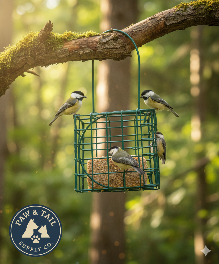 Heath Outdoor Fancy Blend Bird Suet Cake 9.27oz & Large Suet Basket Combo