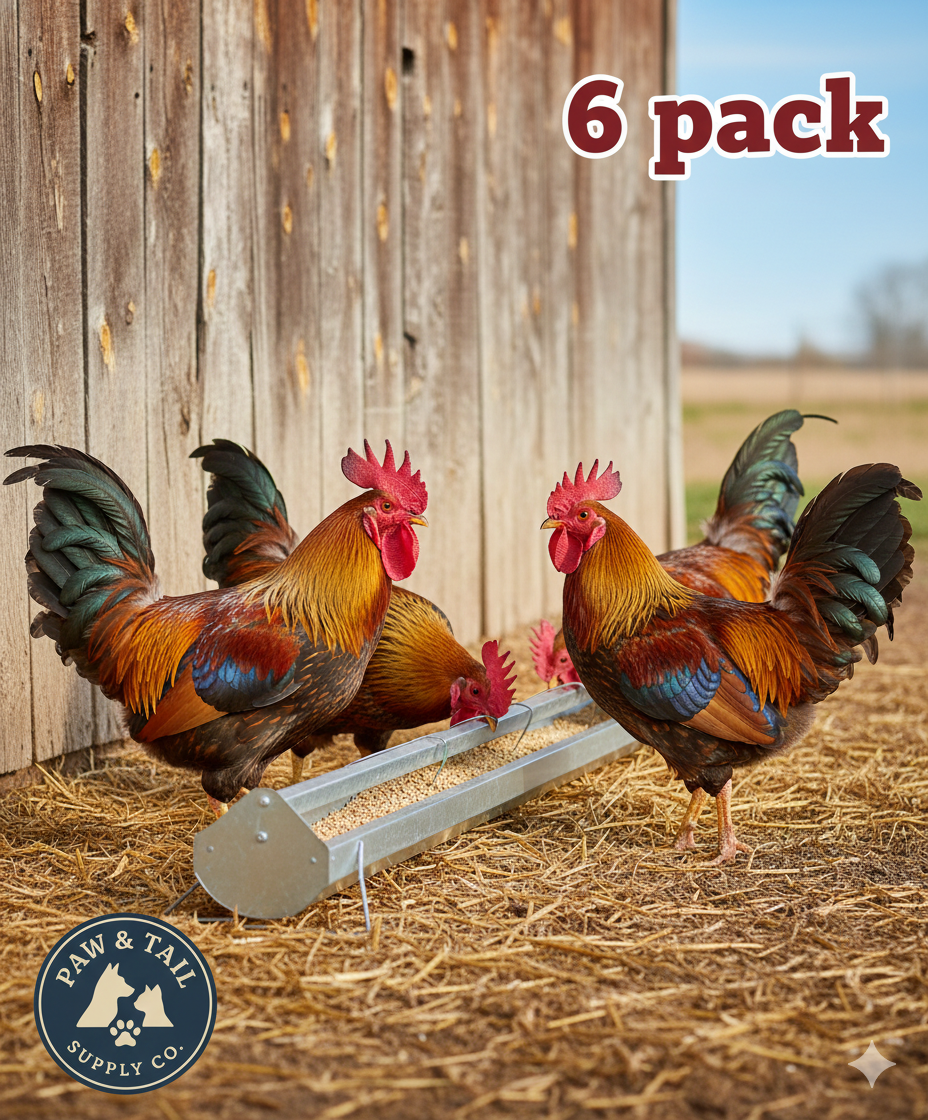 Little Giant Galvanized Chicken Reel-Top Poultry Range Feeder 48" 6-Pack
