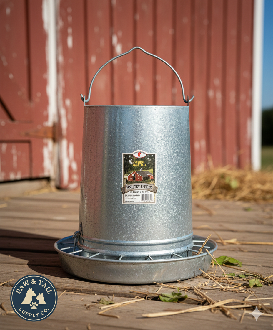 Little Giant 30 lb Hanging Feeder Tube & Pan Galvanized Steel Poultry Feeder
