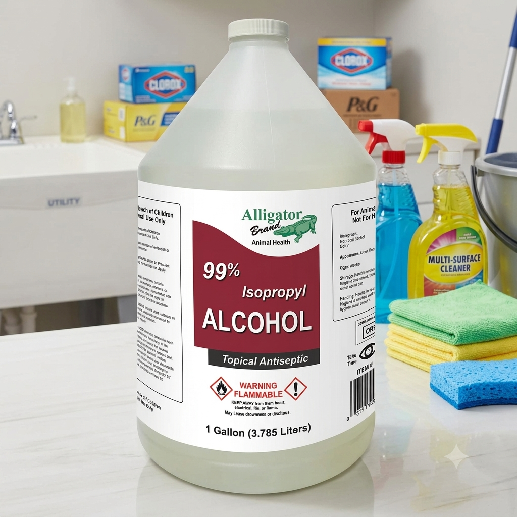 Alligator Brand 99% Isopropyl Rubbing Alcohol 1 Gallon Multi-Purpose 4-Pack