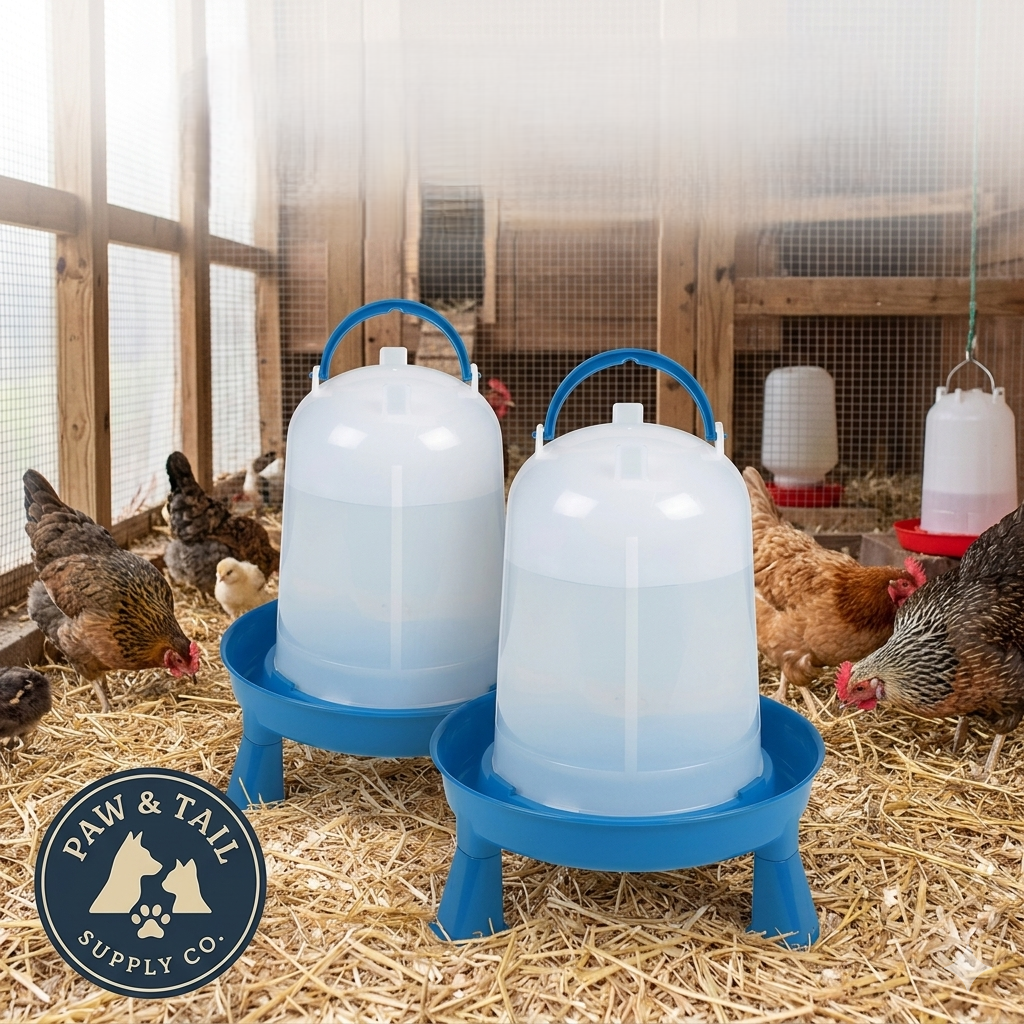 Double-Tuf Poultry Waterer with Legs for Chickens & Birds 3 Quart 2-Pack