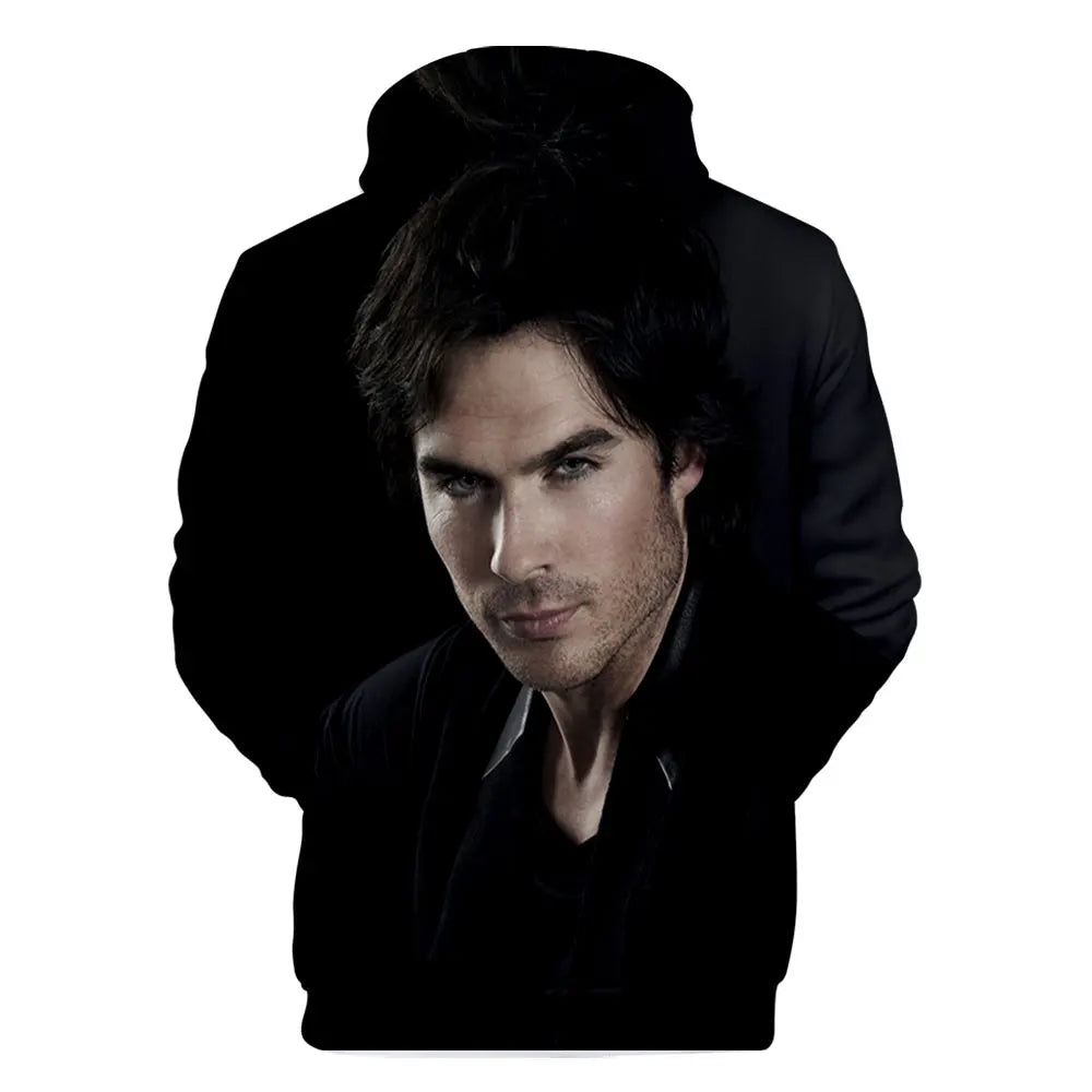 The Vampire Diaries Damon Salvatore Elena Gilbert Stefan Salvatore Hooded Sweatshirt Men/Women Casual Hoodies Pullover Tops