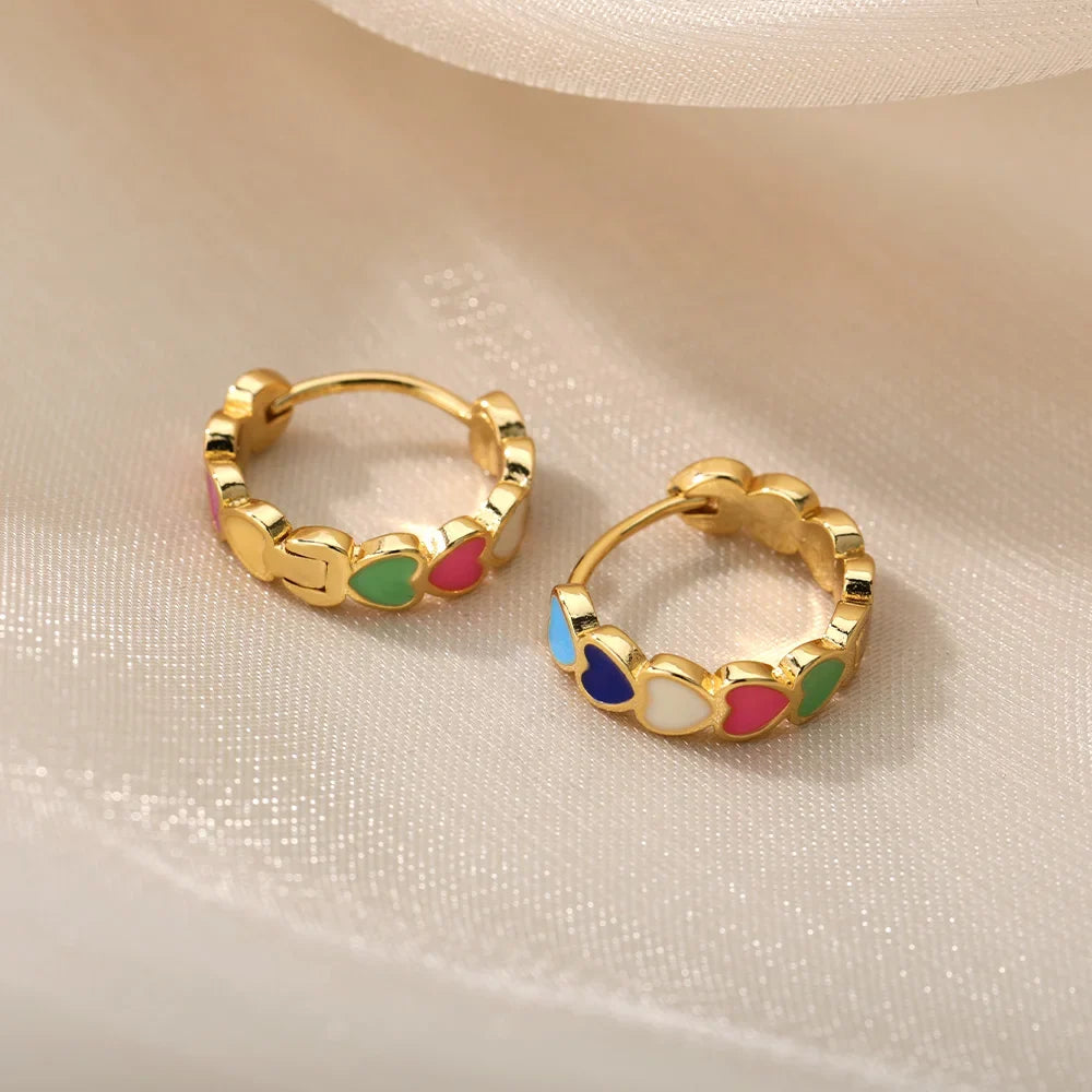 Stainless Steel Heart Earrings for Women Waterproof Gold Color Earrings 2025 Trend Aesthetic Ear Piercing Jewelry Wedding Gifts