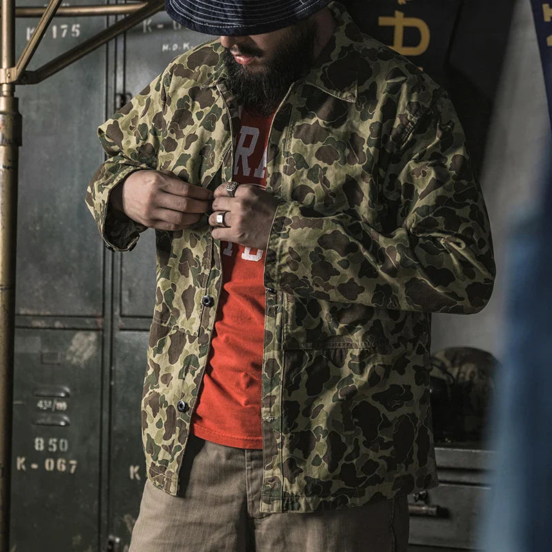 Bronson Mfg USMC P-44 Duck Hunter Camo Jacket Vintage Men's HBT WW2 Reproduction