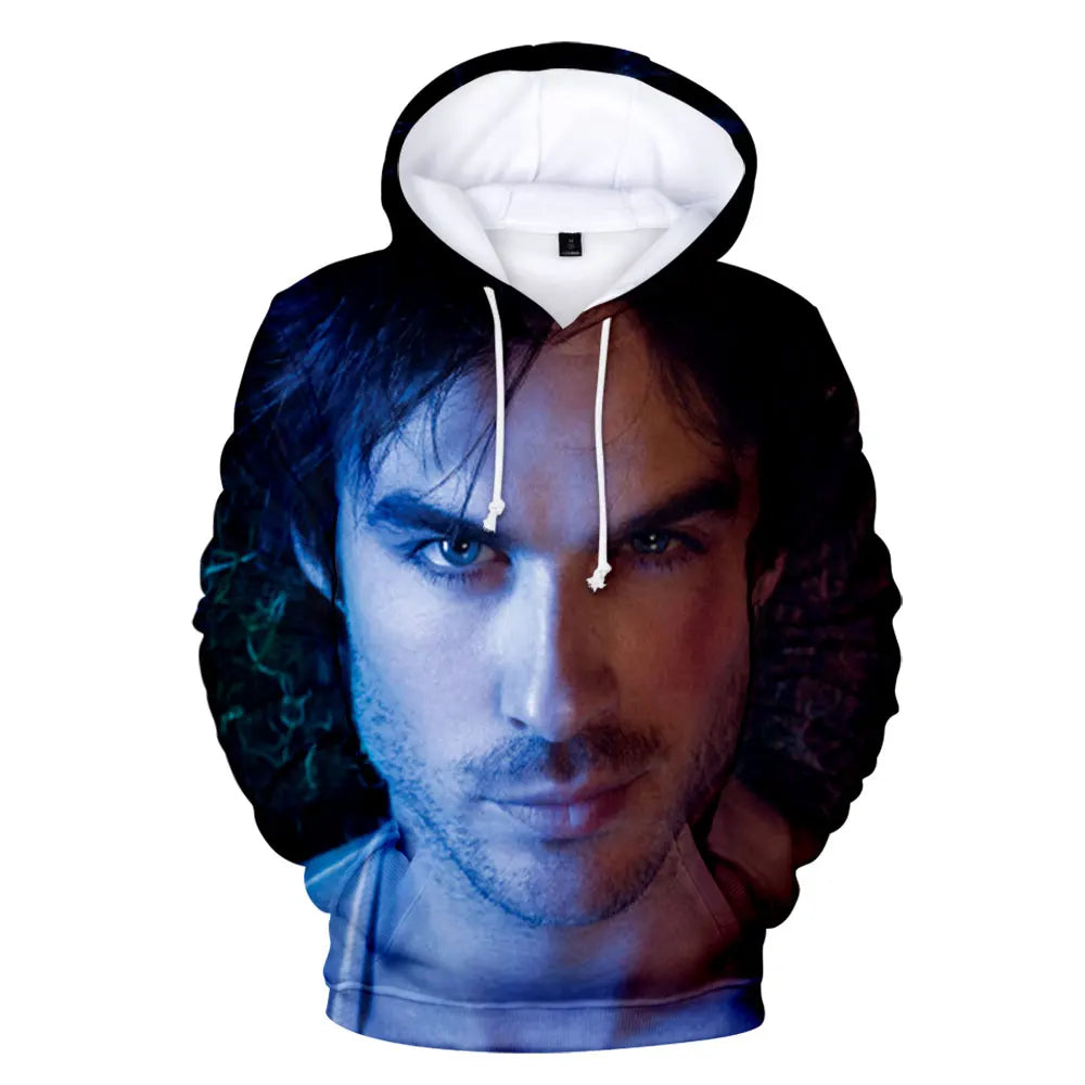 The Vampire Diaries Damon Salvatore Elena Gilbert Stefan Salvatore Hooded Sweatshirt Men/Women Casual Hoodies Pullover Tops