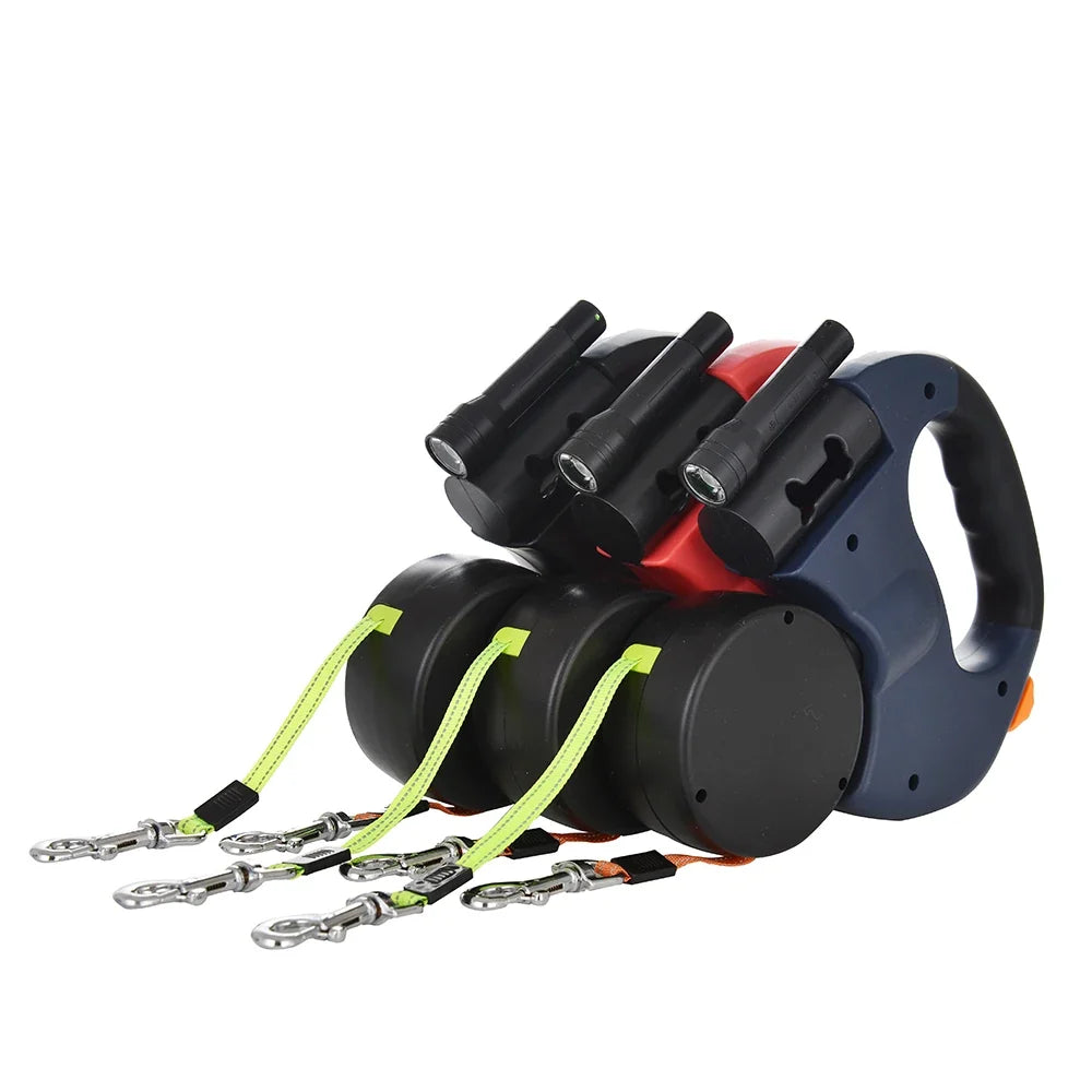 3m Retractable Dog Leash For Small Dogs Reflective Dual Pet Leash Lead 360 Swivel No Tangle Double Dog Walking Leash With Lights