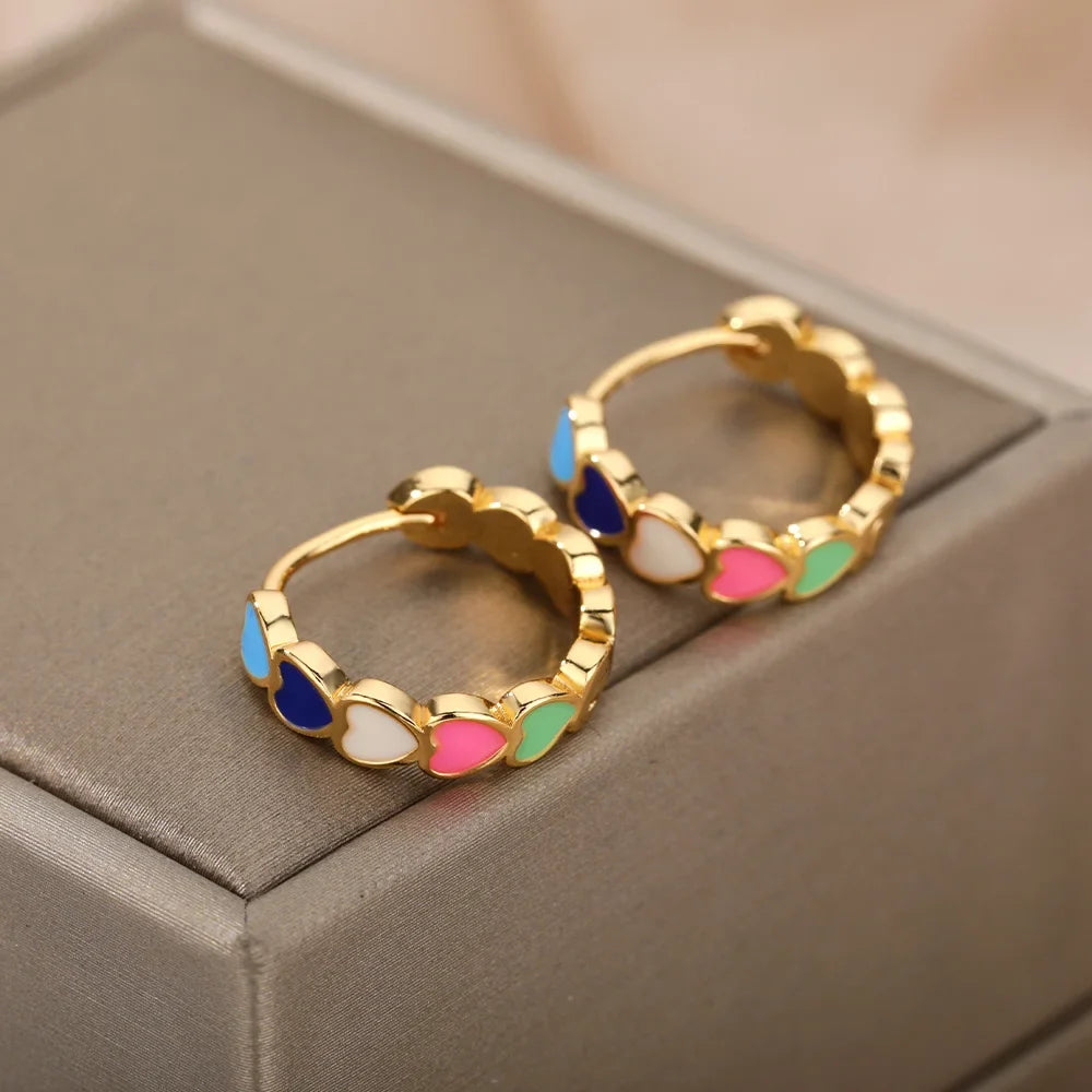 Stainless Steel Heart Earrings for Women Waterproof Gold Color Earrings 2025 Trend Aesthetic Ear Piercing Jewelry Wedding Gifts
