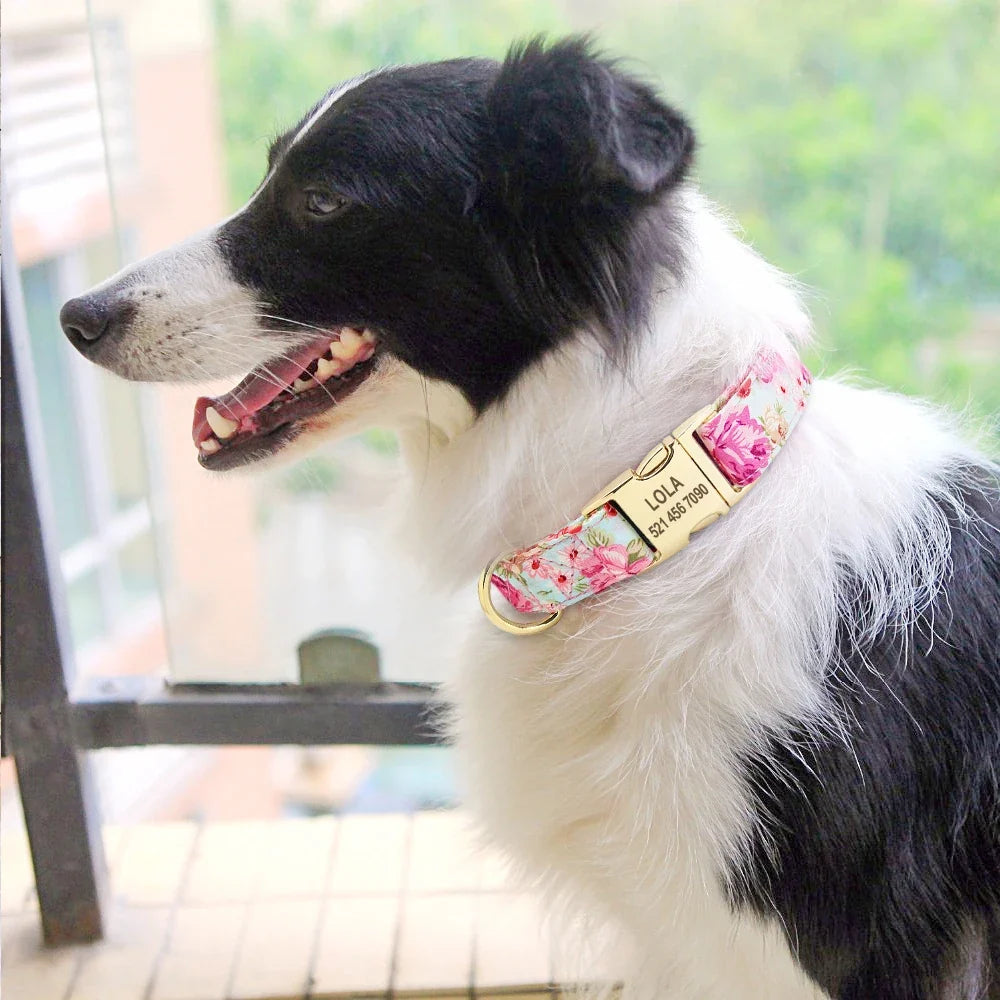 Personalized Dog Accessories Collar Nylon Printed Pet Puppy Collar Dog ID Collars Free Engraved ID for Small Medium Large Dogs