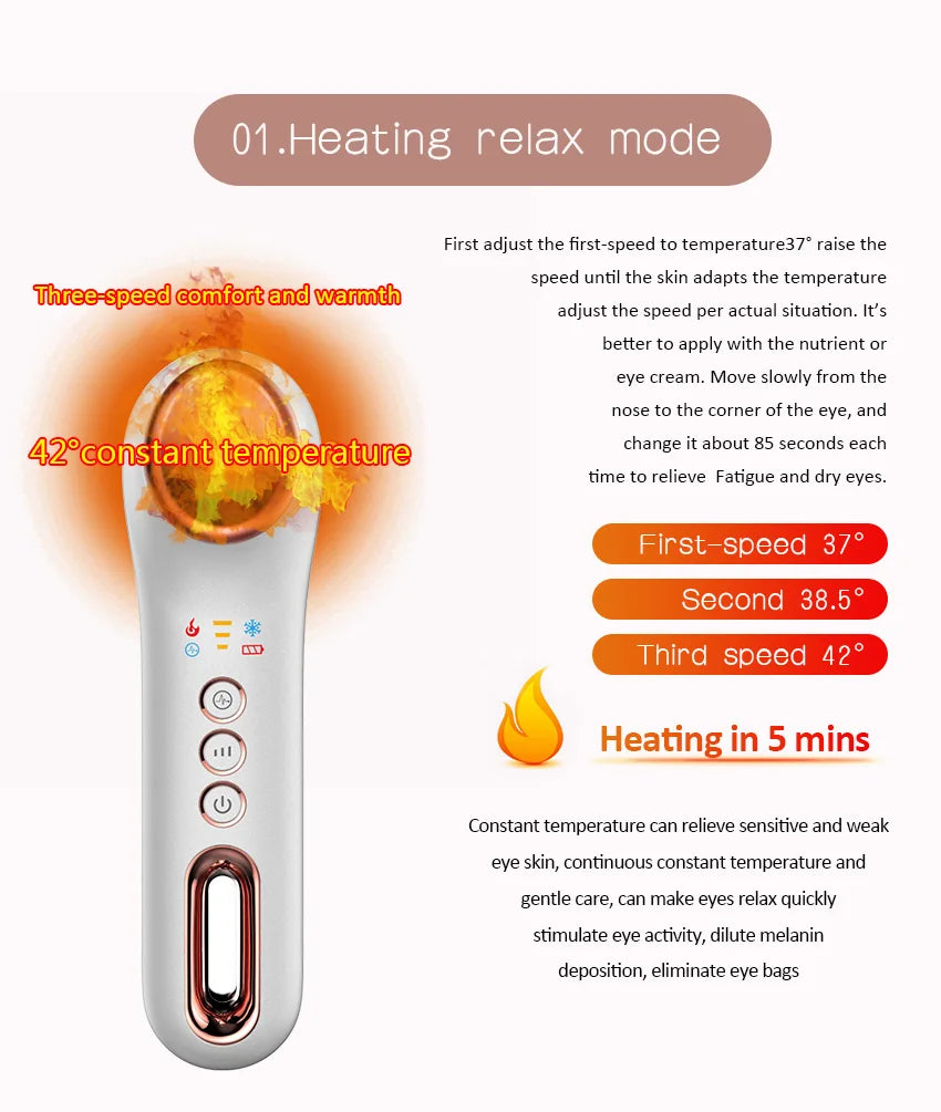 Hot and Cold Skin Care and Beauty Remove Eye Bags, Dark Circles, Crow's Feet, Relieve Eye Fatigue, Relax Eyes, Face, Eye Massager, Eye Beauty Device, Home Beauty Device