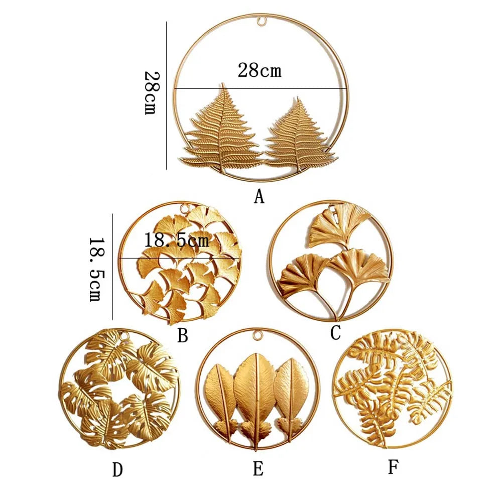 Ginkgo Leaf Metal Wall Decor Pendants Wrought Iron Wall Hanging Ornament Retro Nordic Room Decor Home Decoration Accessories