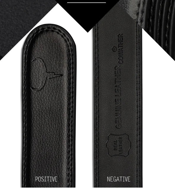 Men's leather belt with automatic buckle