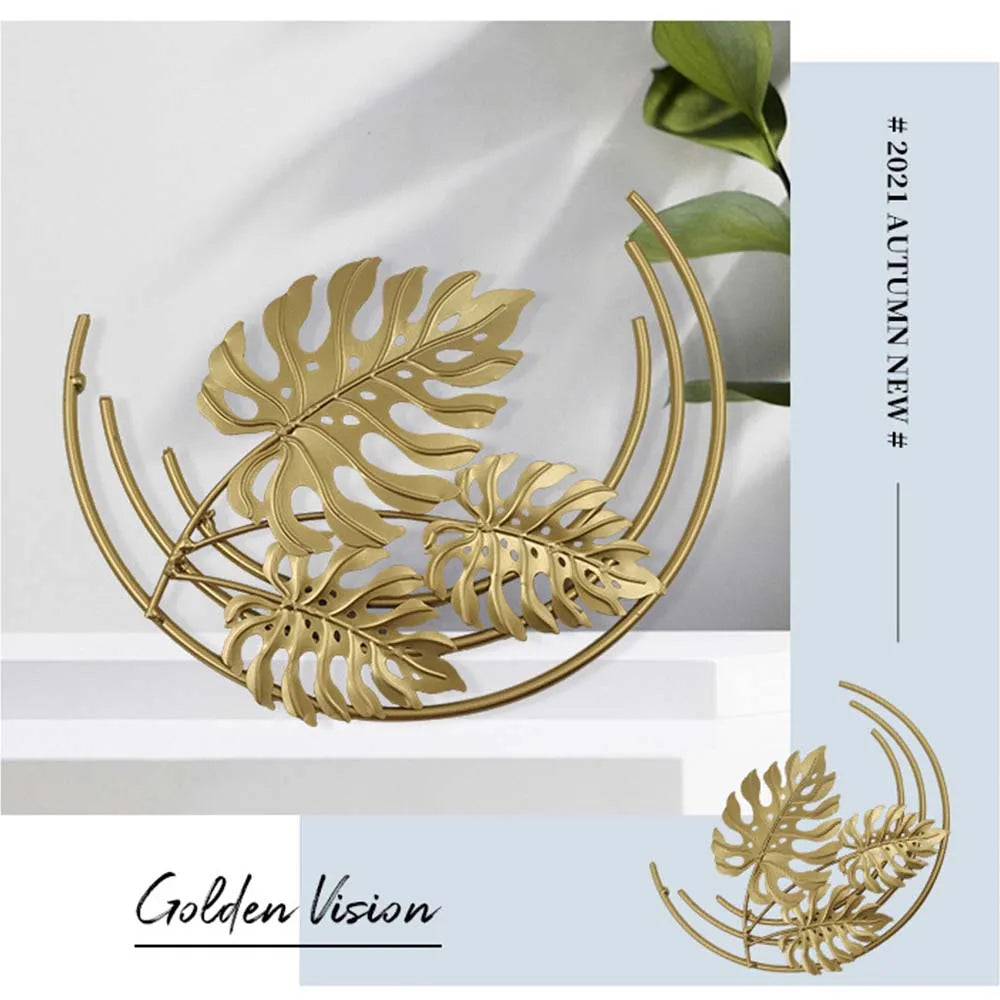 Ginkgo Leaf Metal Wall Decor Pendants Wrought Iron Wall Hanging Ornament Retro Nordic Room Decor Home Decoration Accessories