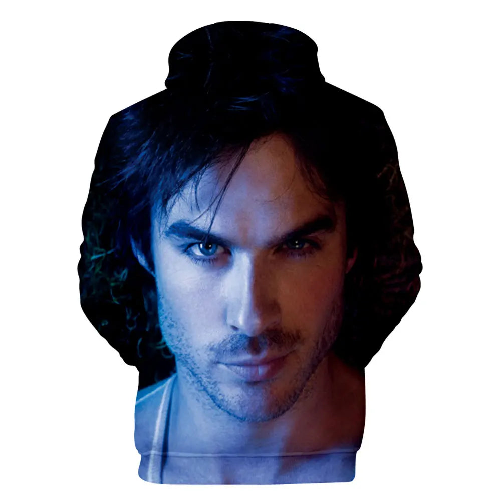 The Vampire Diaries Damon Salvatore Elena Gilbert Stefan Salvatore Hooded Sweatshirt Men/Women Casual Hoodies Pullover Tops