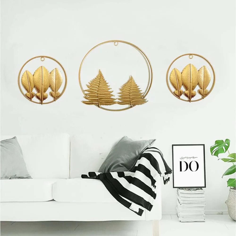 Ginkgo Leaf Metal Wall Decor Pendants Wrought Iron Wall Hanging Ornament Retro Nordic Room Decor Home Decoration Accessories