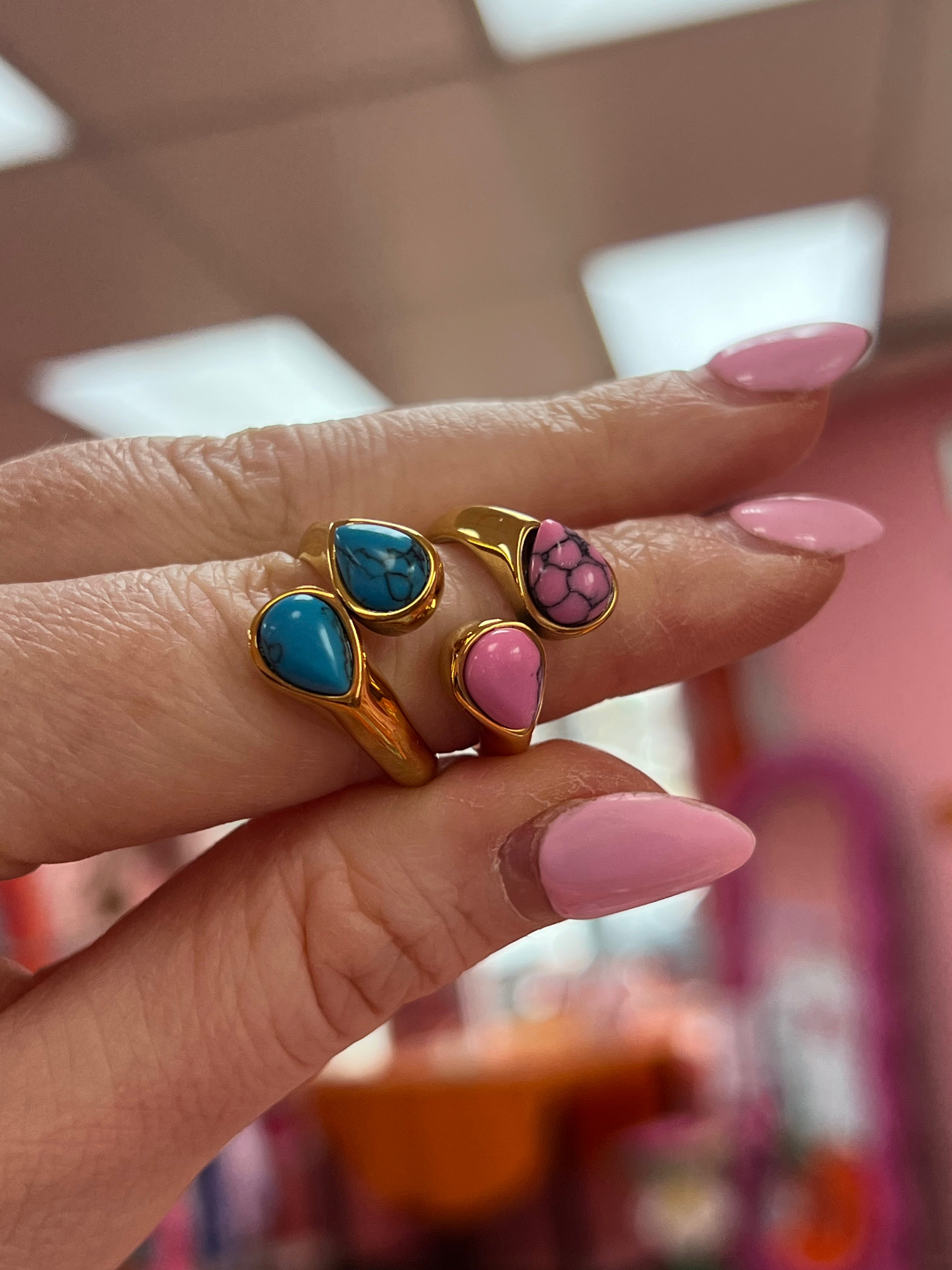 Double Stone Titanium Ring