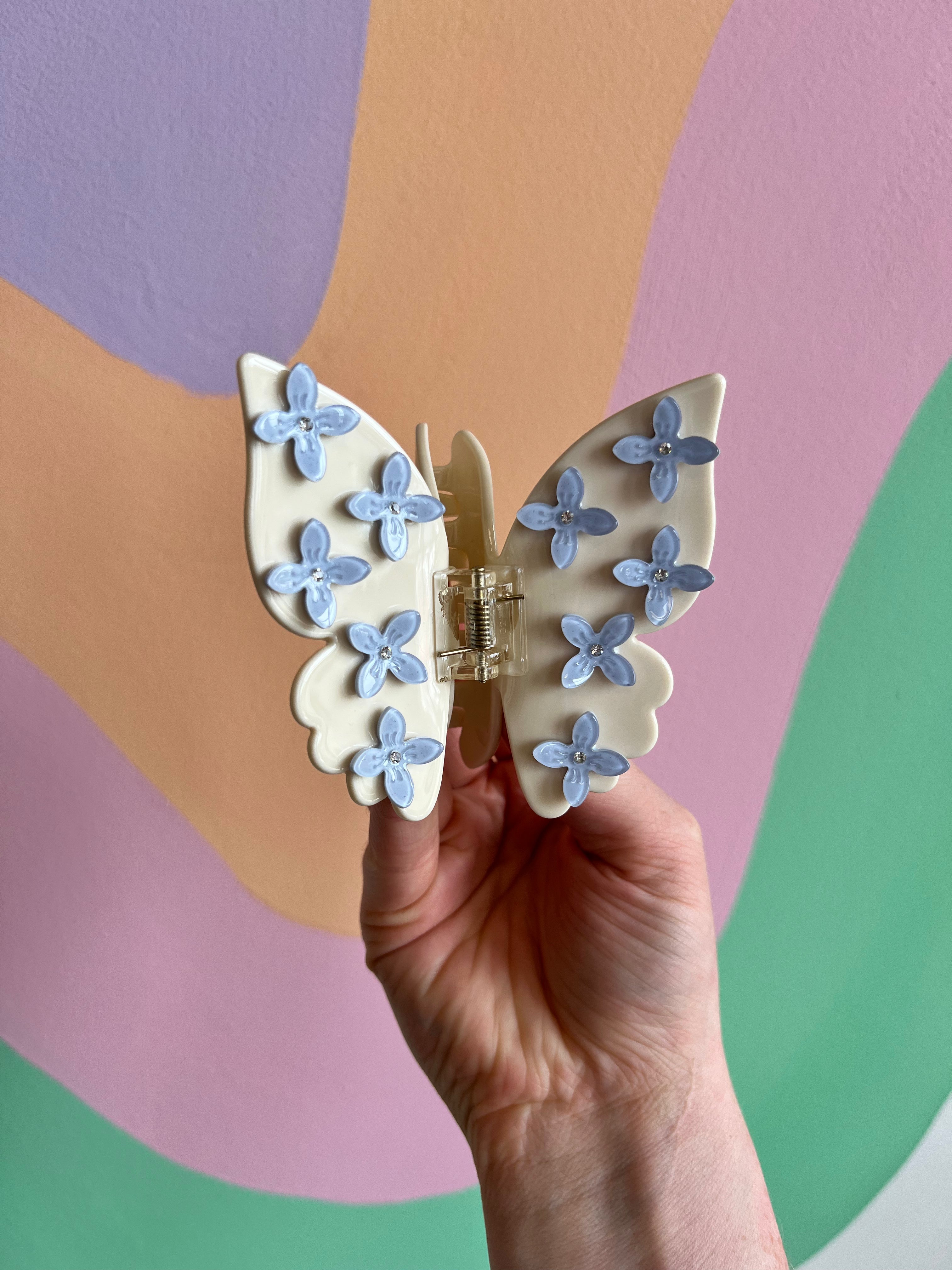 3D Flowers On Butterfly Hair Claw