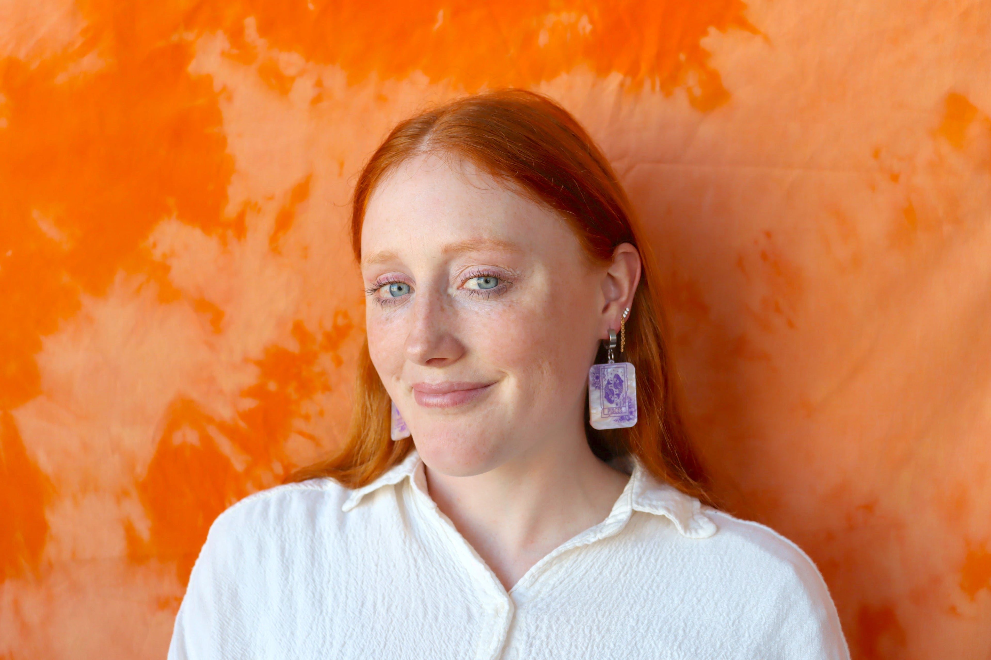 Purple Marble Zodiac Earrings