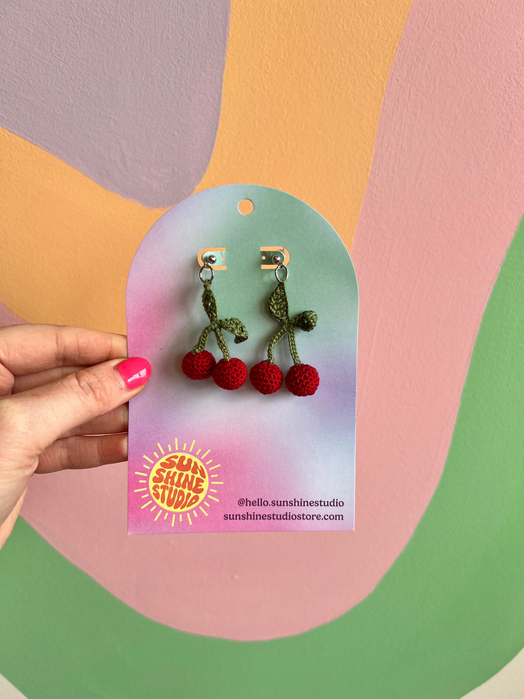 Crochet Red Fruit Earrings