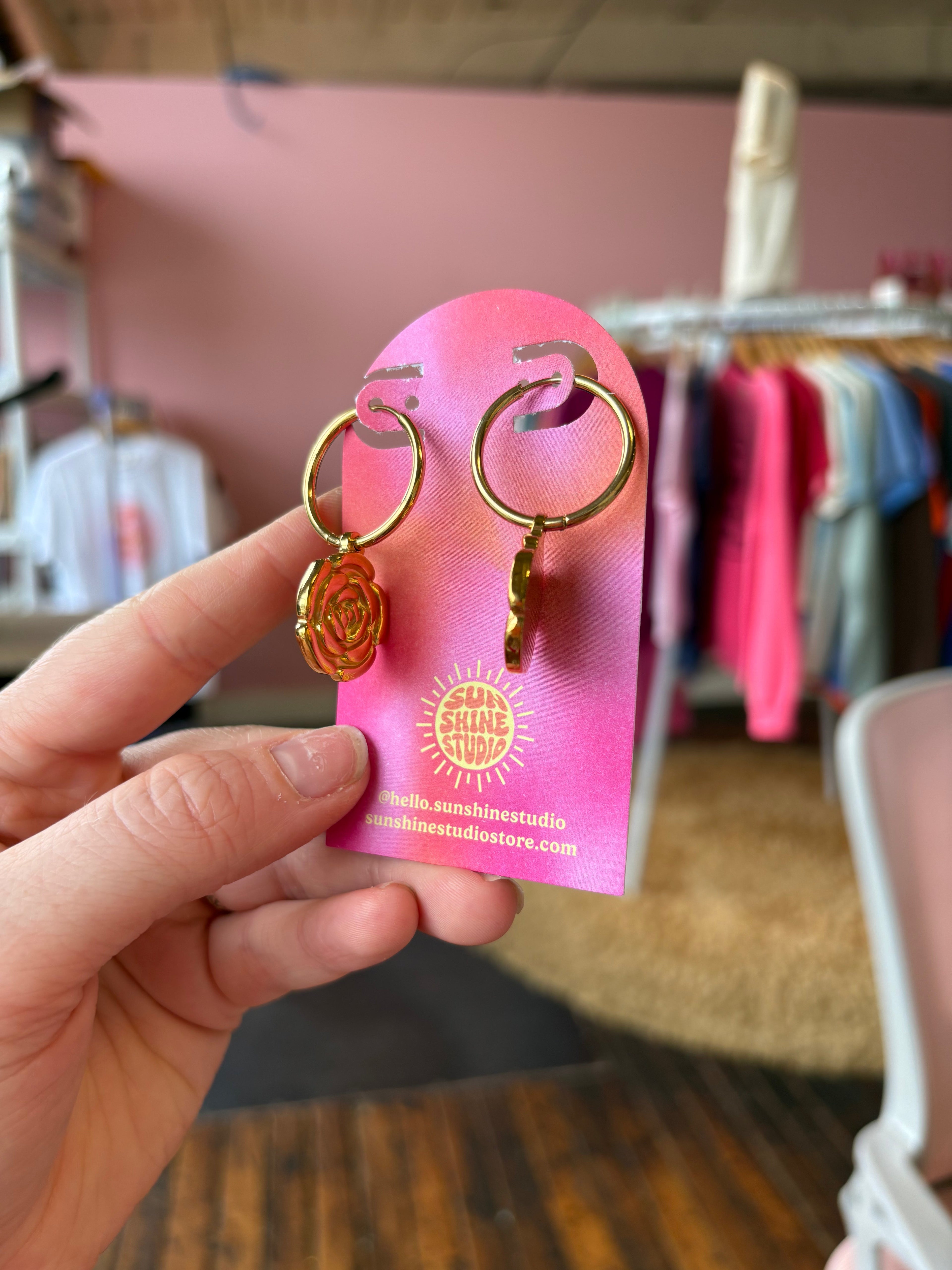 Rose Charm Titanium Earrings