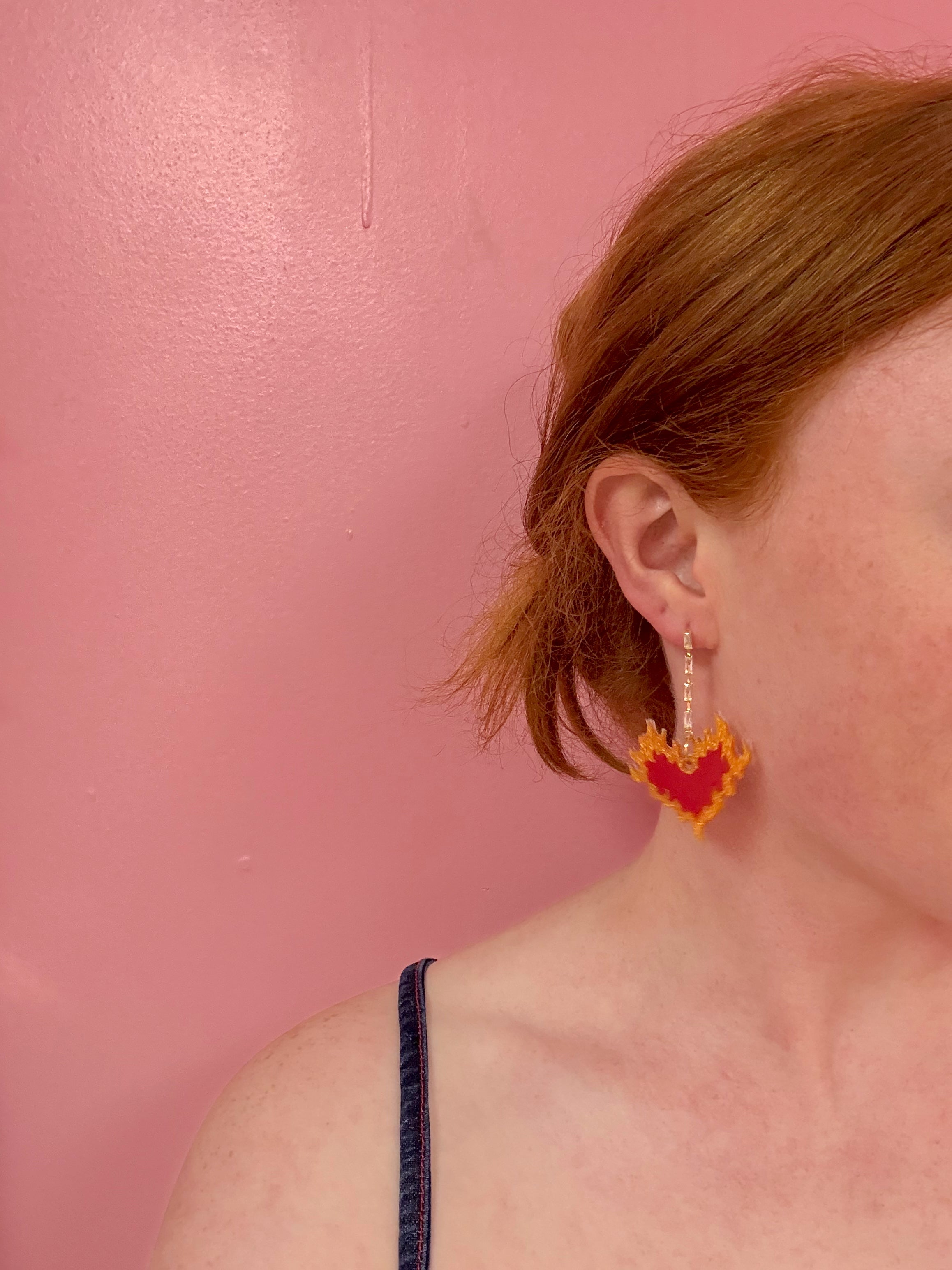 Fire Heart Emoji Acrylic Earrings