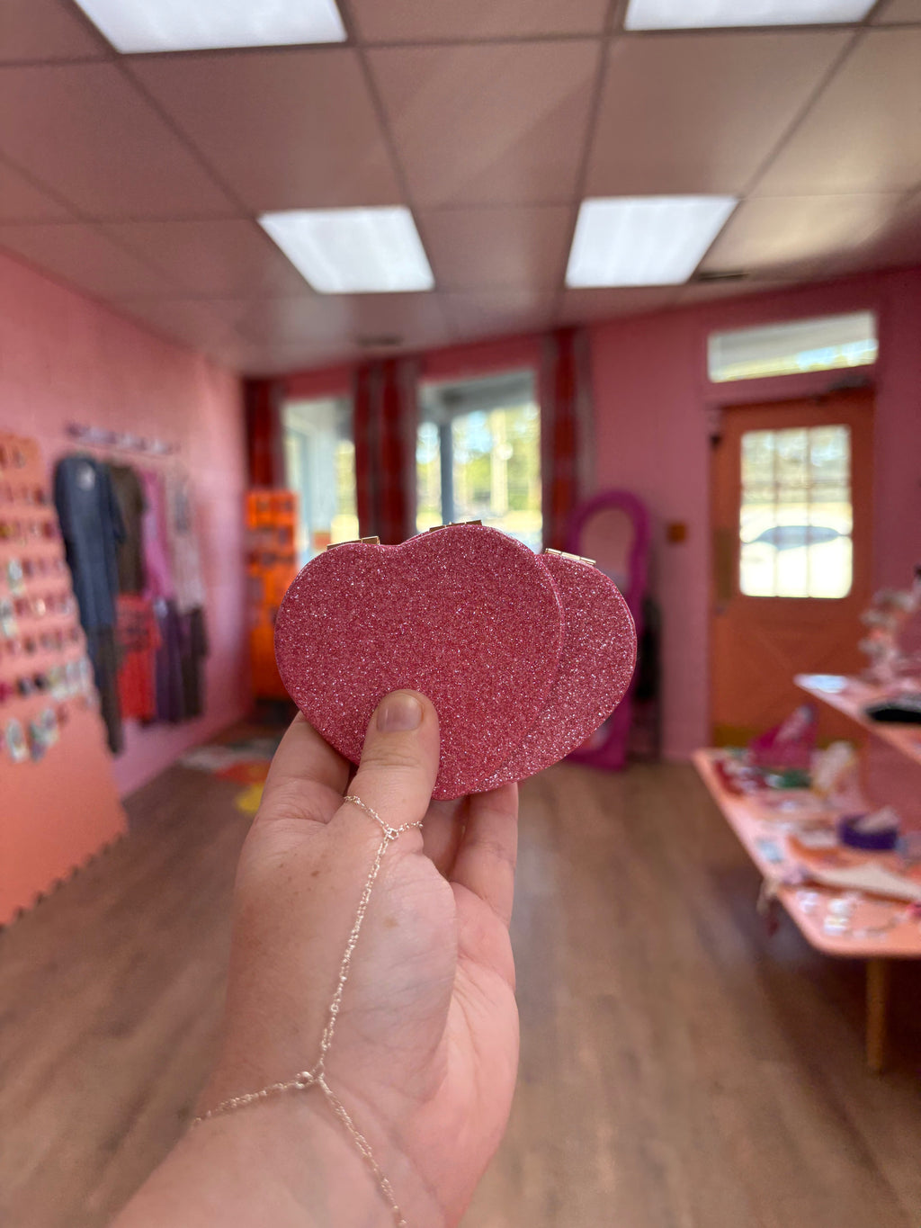 Sparkling Heart Travel Mirror