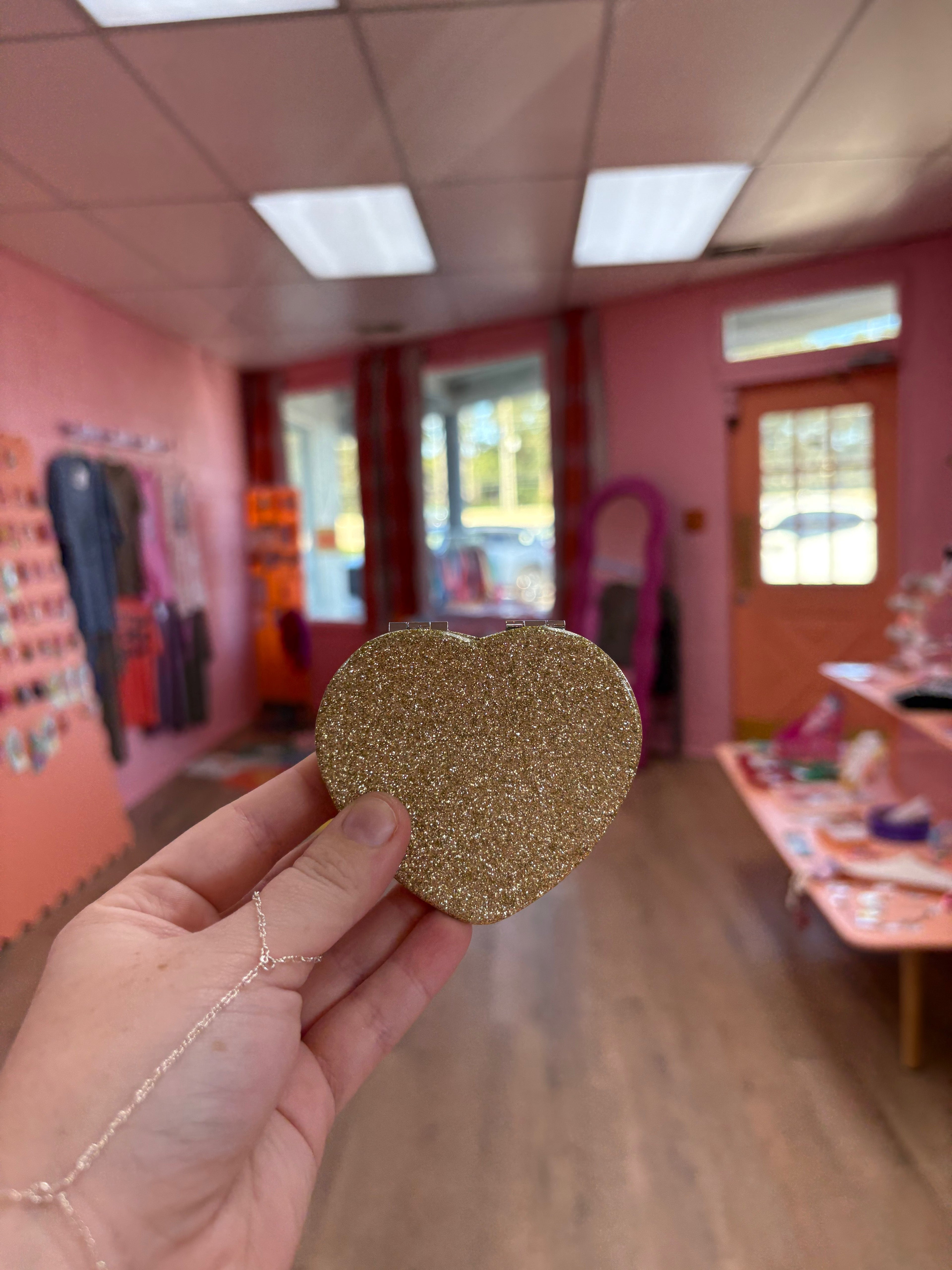 Sparkling Heart Travel Mirror