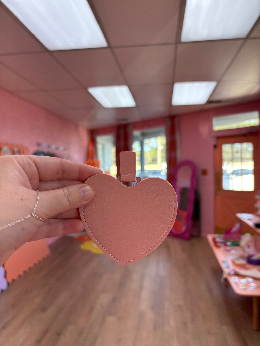 Removable Heart Mirror Keychain