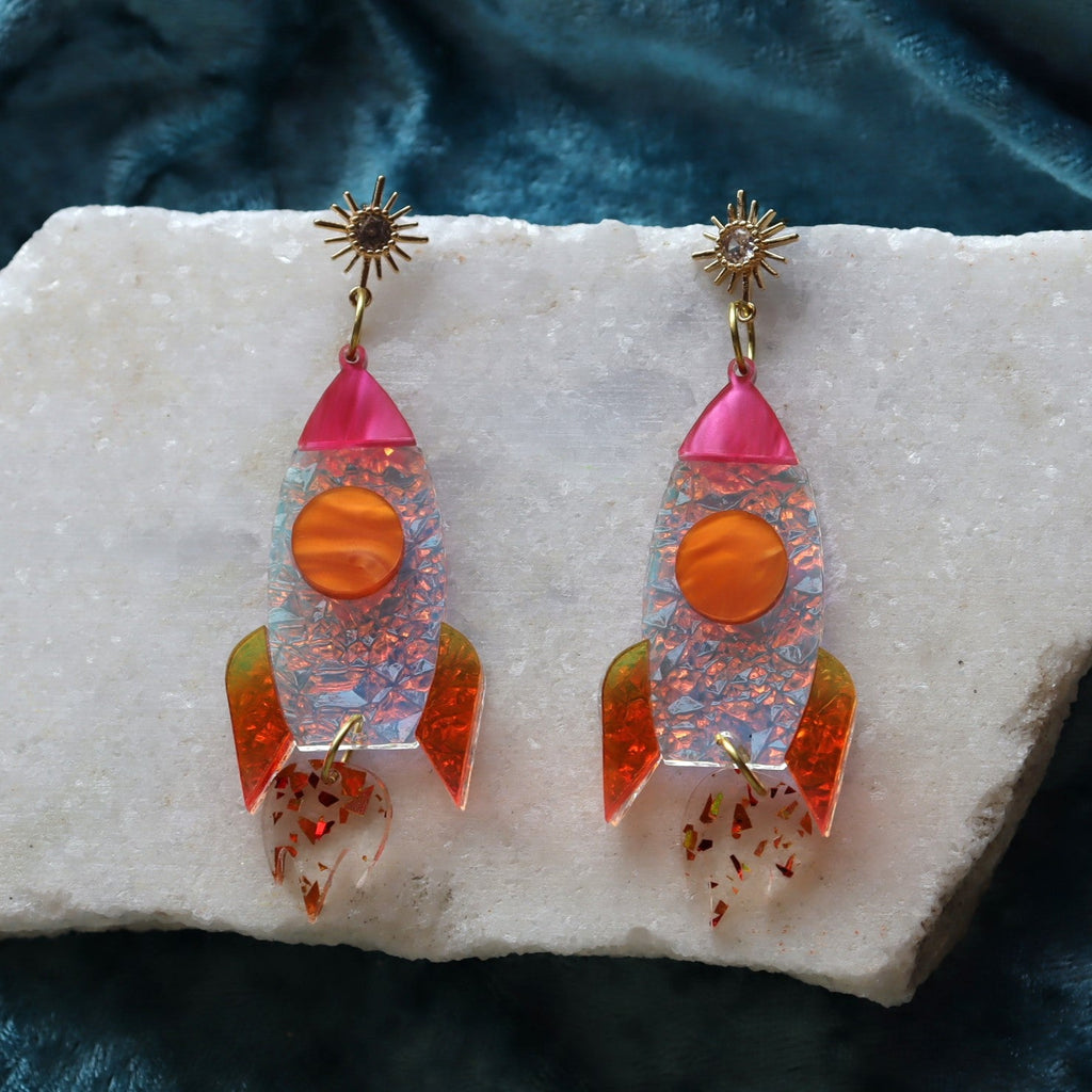 Blasting Off Into the Sunset Acrylic Earrings