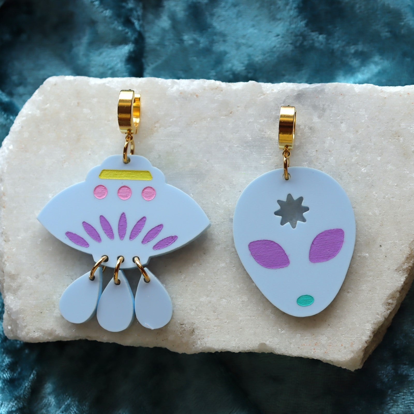 Alien Mismatched Acrylic Statement Earrings