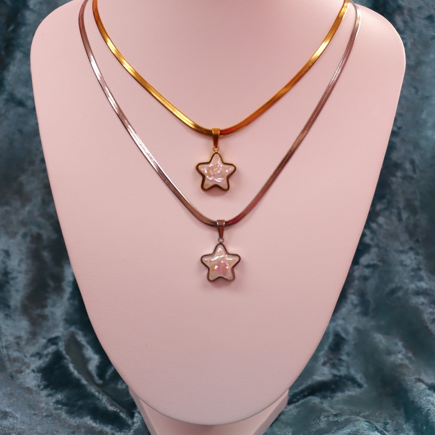 Titanium Pearl Star Charm Necklace