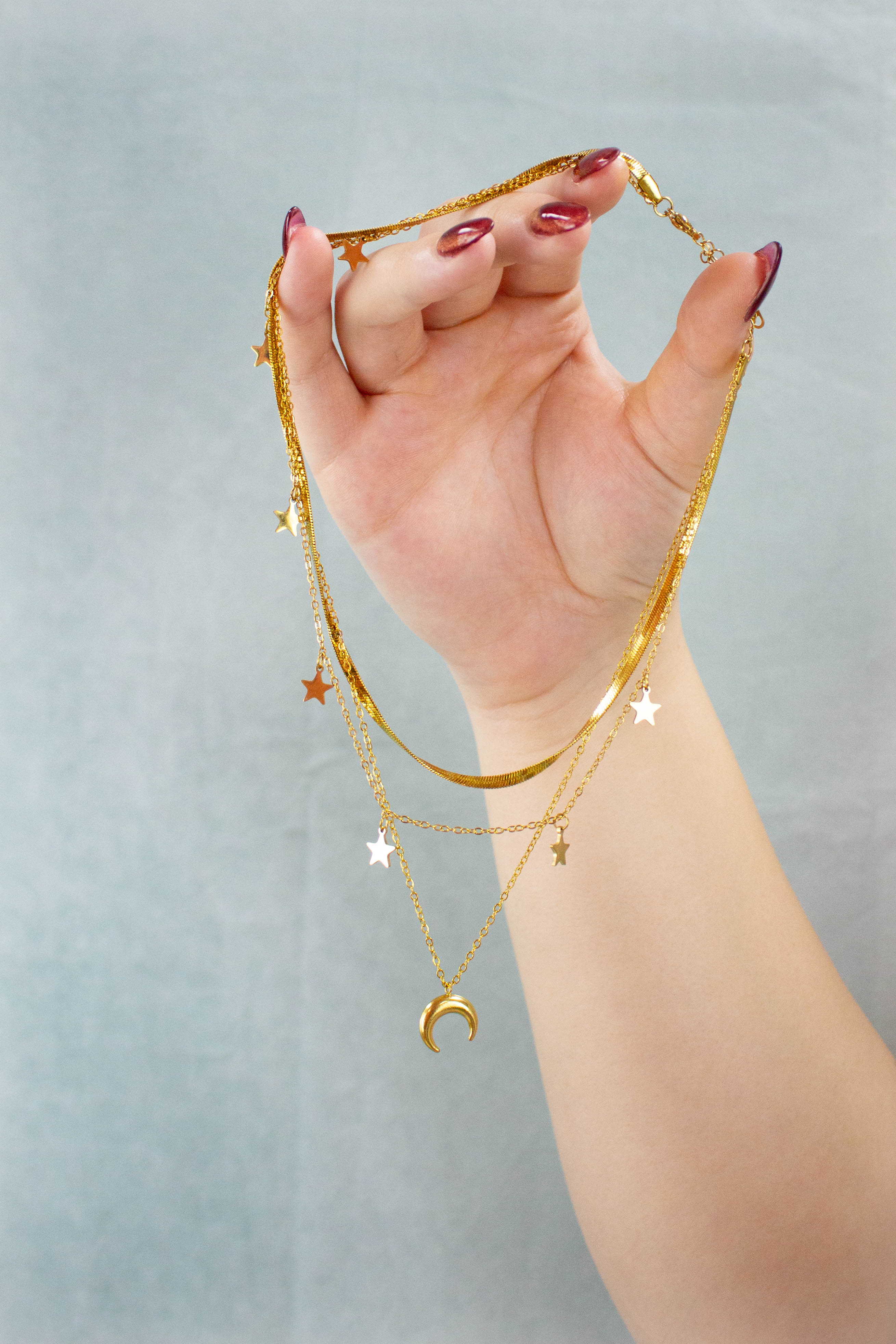 Howling At the Moon Layered Titanium Necklace