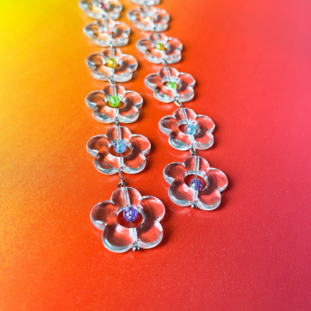 Clear Flower Rainbow Earrings