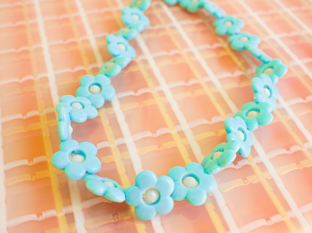 Blue Pastel Flower Necklace