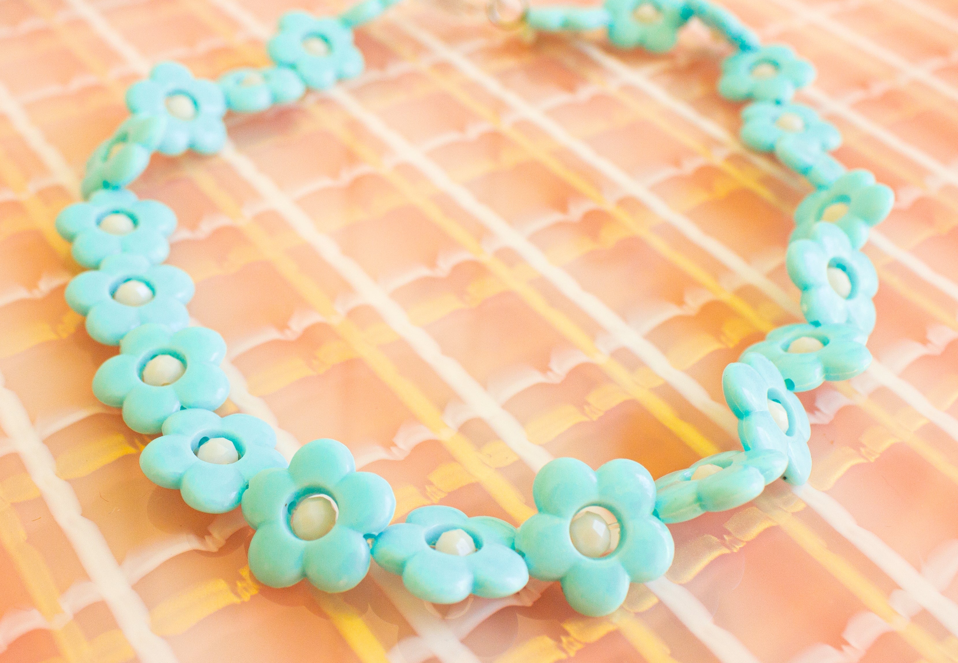 Blue Pastel Flower Necklace