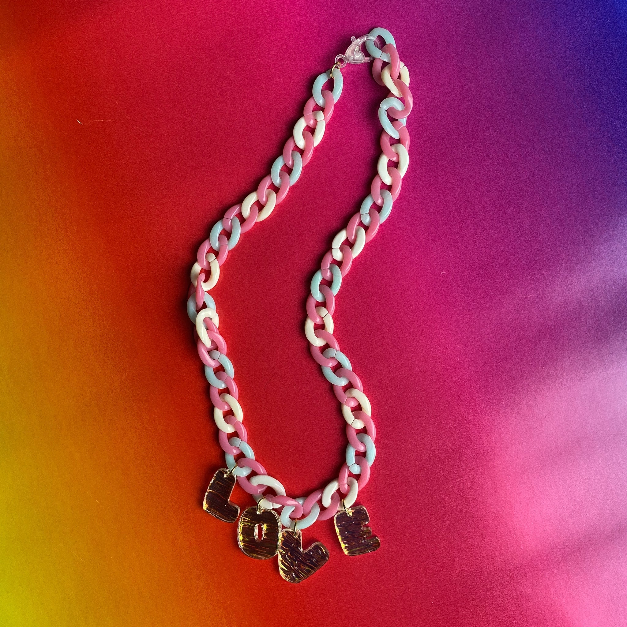 Cotton Candy Colored "LOVE" Necklace