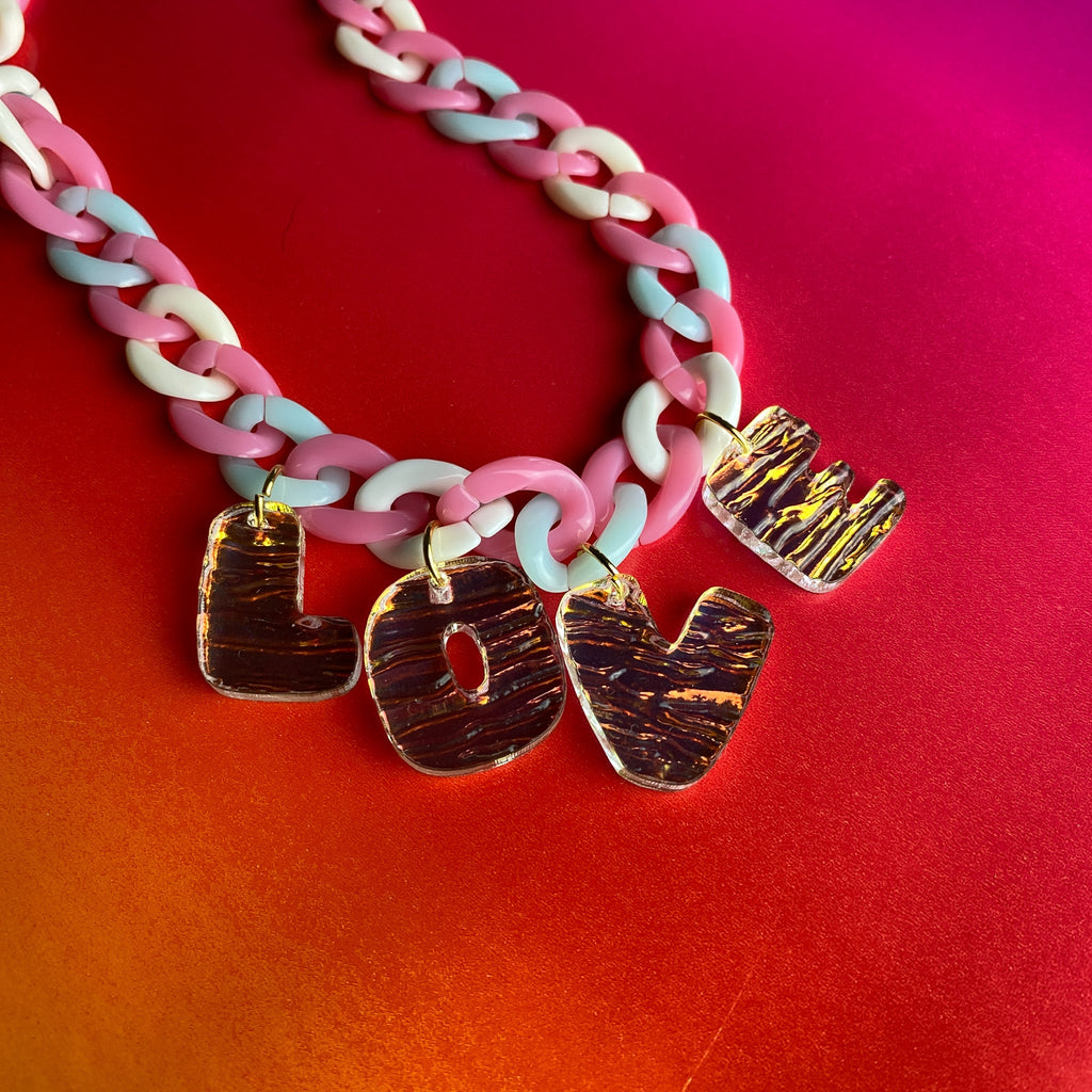 Cotton Candy Colored "LOVE" Necklace