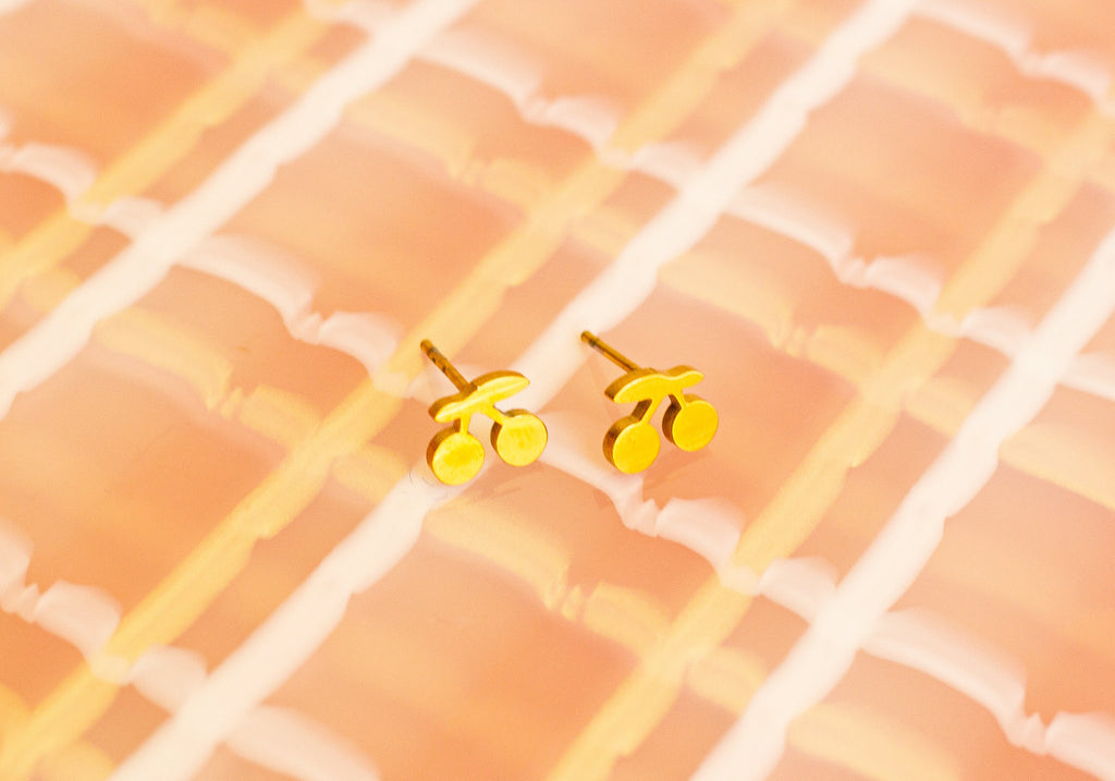 Tiny Cherry Stud Earrings
