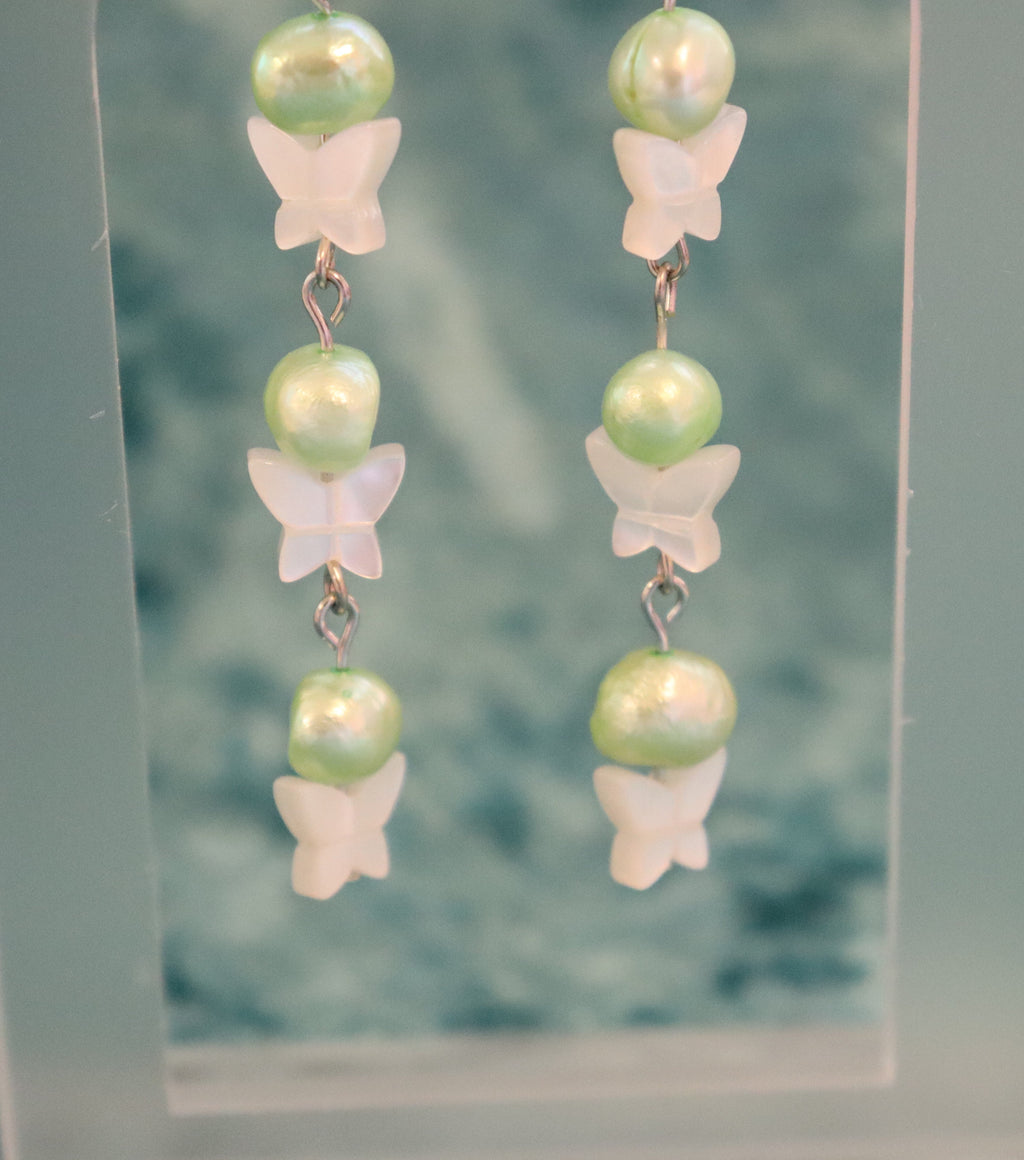 Butterfly Pearl Layered Earrings